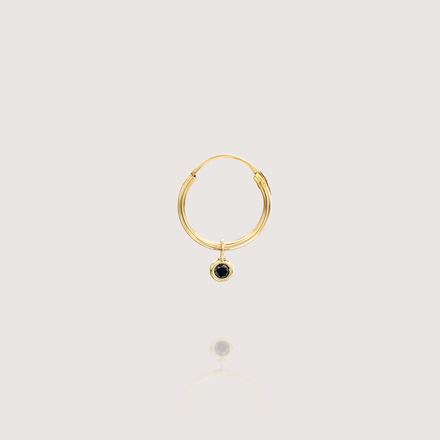 Alex Hoop Gold Earring with Black Diamond