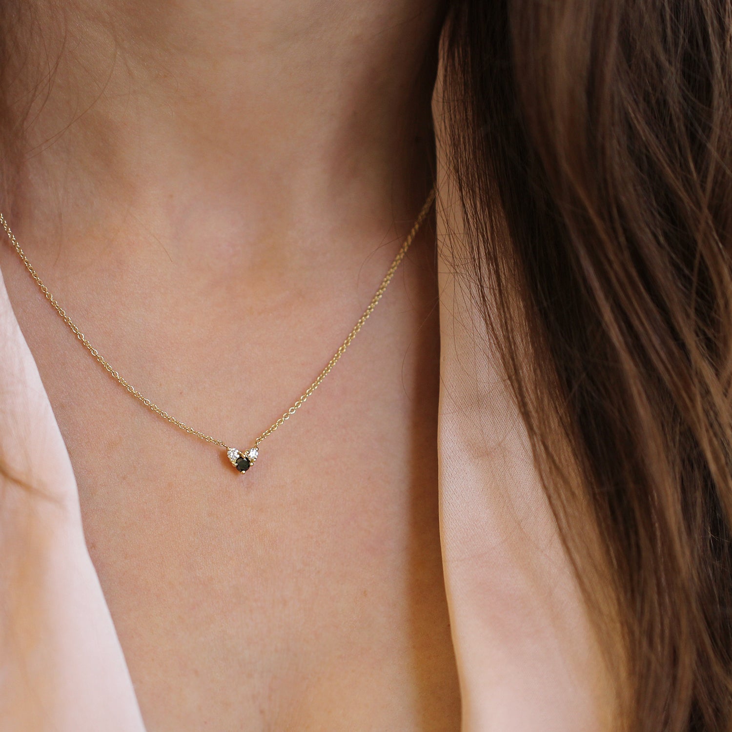 Tatiana Gold Necklace Black & White Diamonds