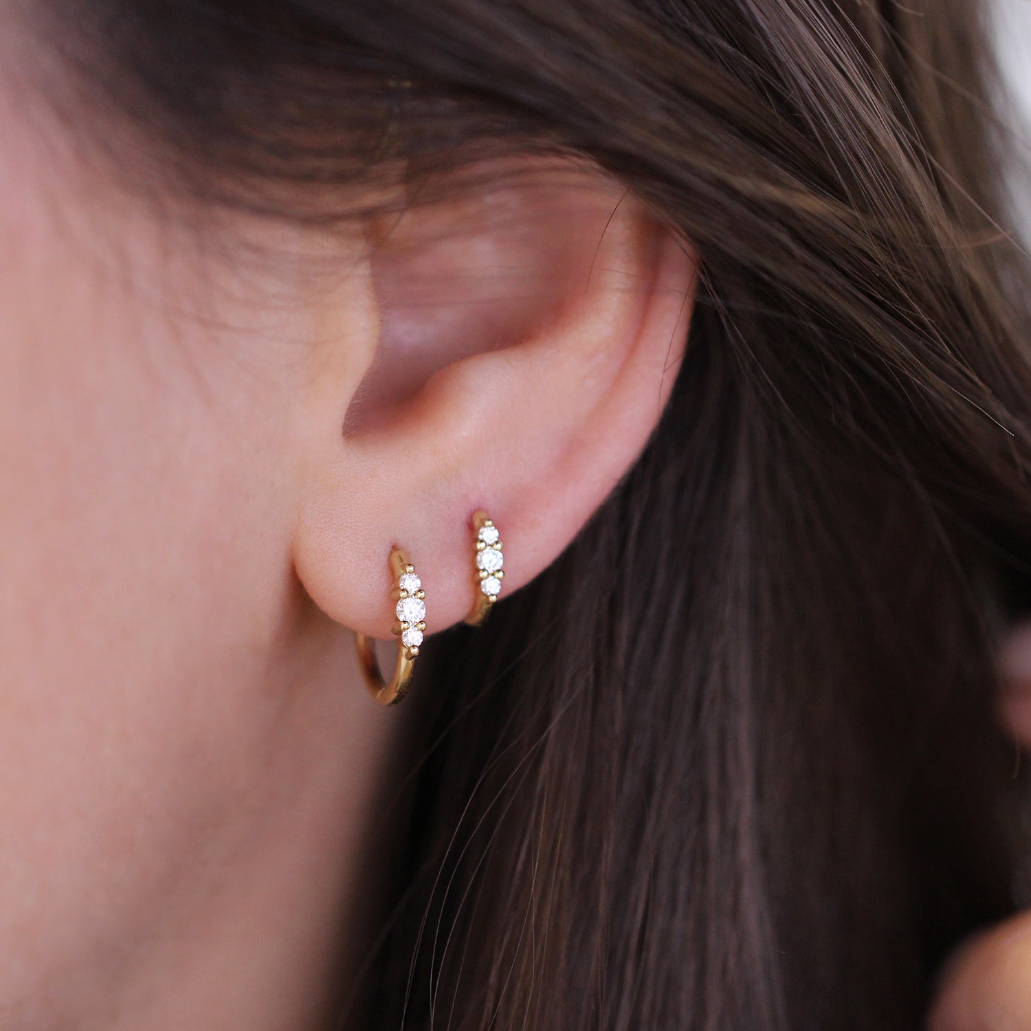 Audrey Mini Hoop Earring with White Diamonds