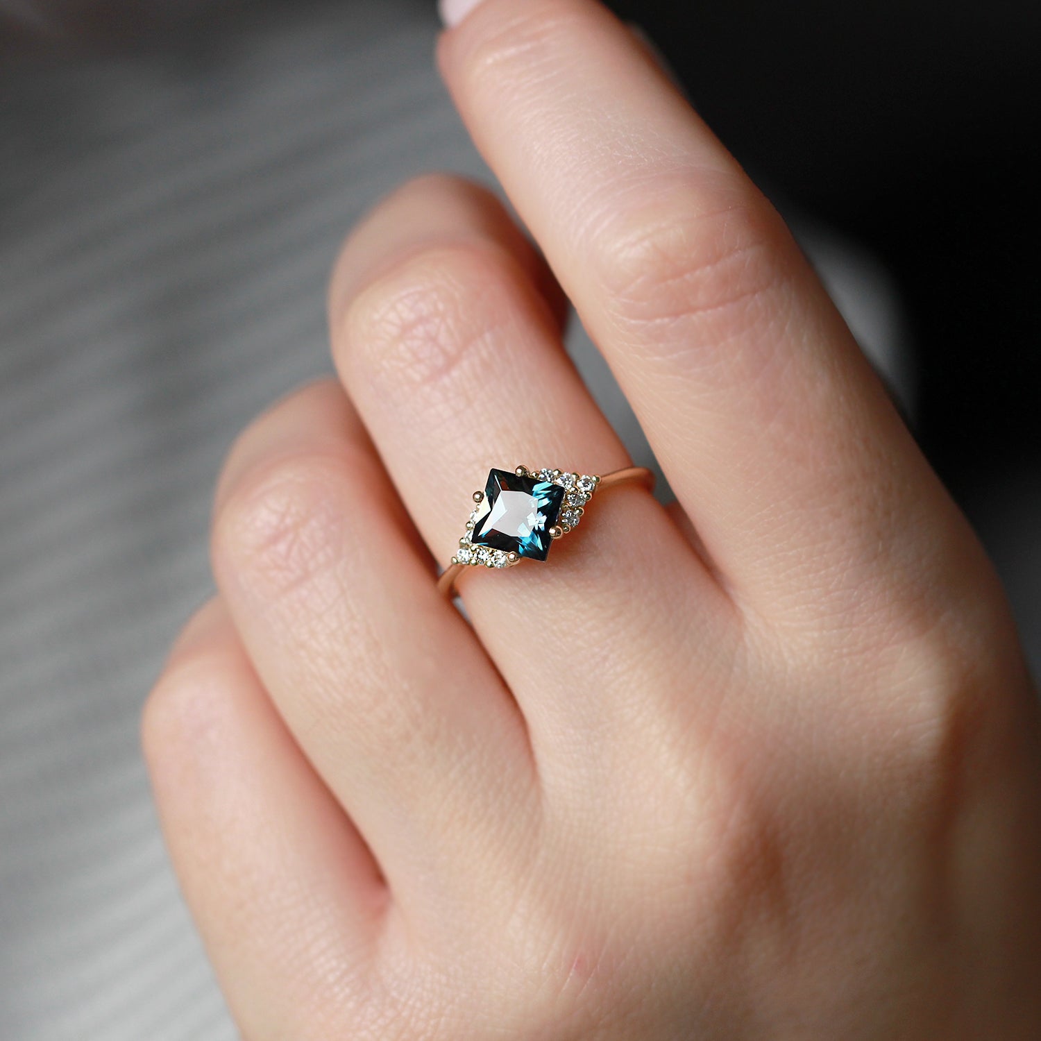 Juliette Ring With Diamonds and Blue Topaz