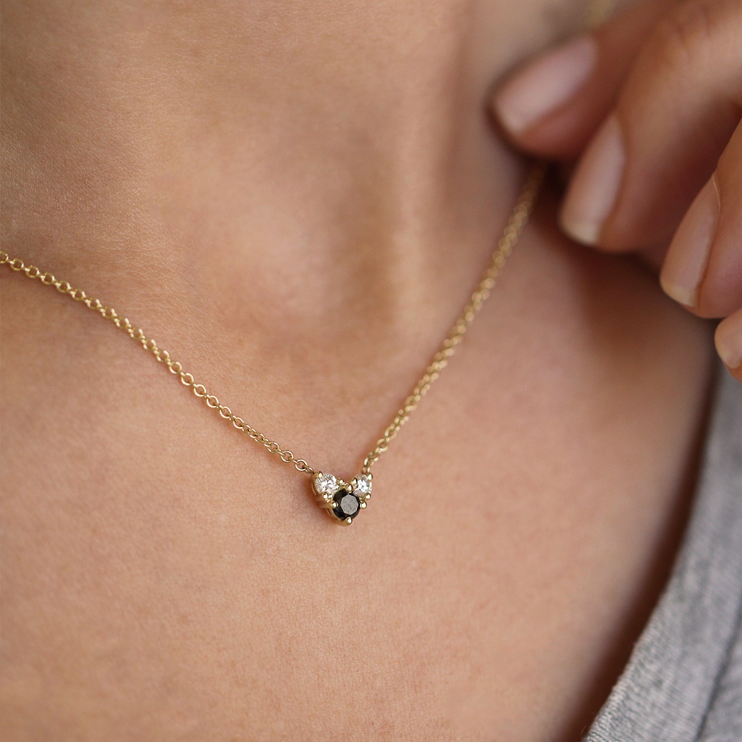 Tatiana Gold Necklace Black & White Diamonds