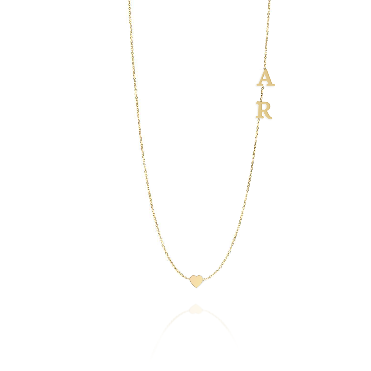 Heart Necklace With Two Floating English Letters Pendants