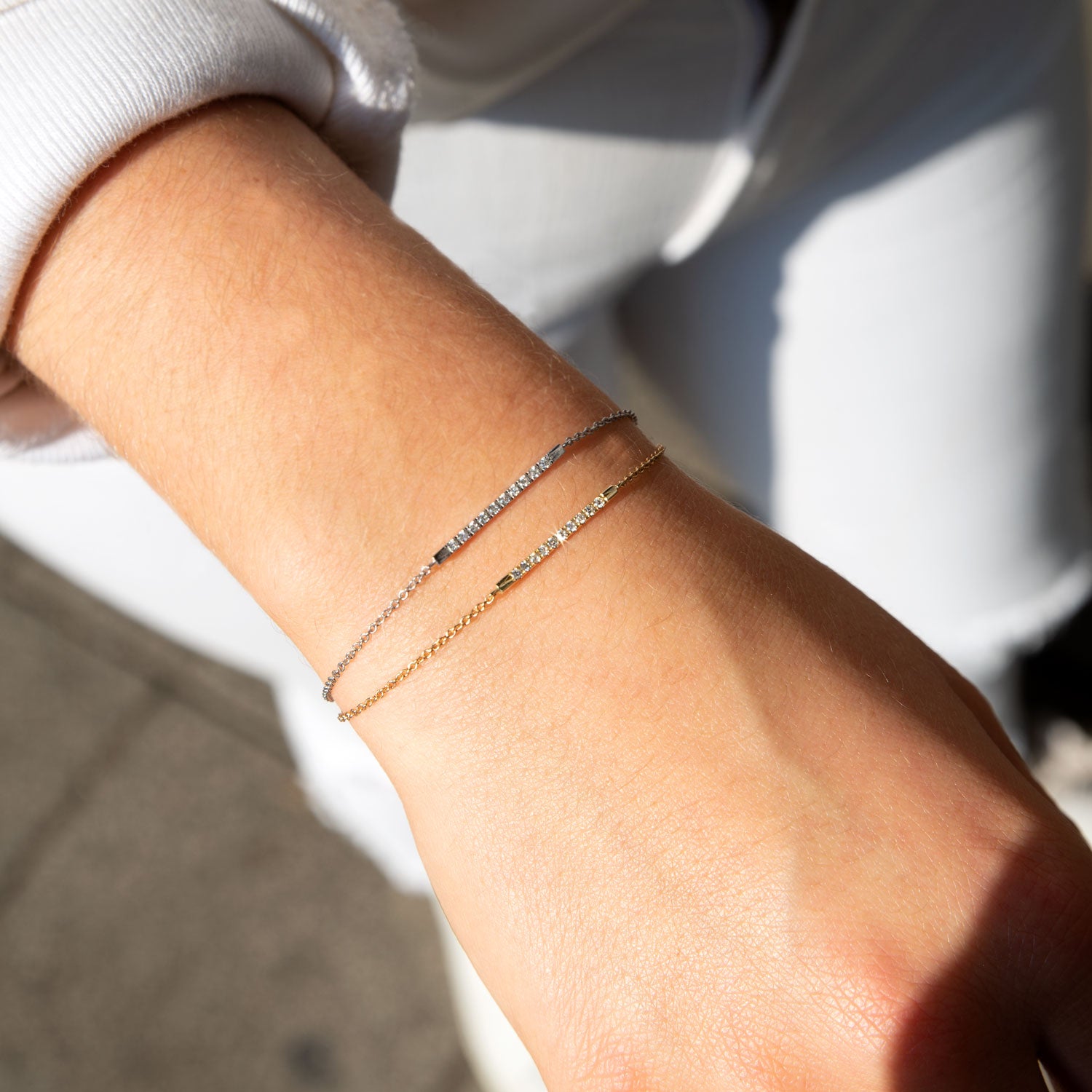 gold bar bracelet with diamonds
