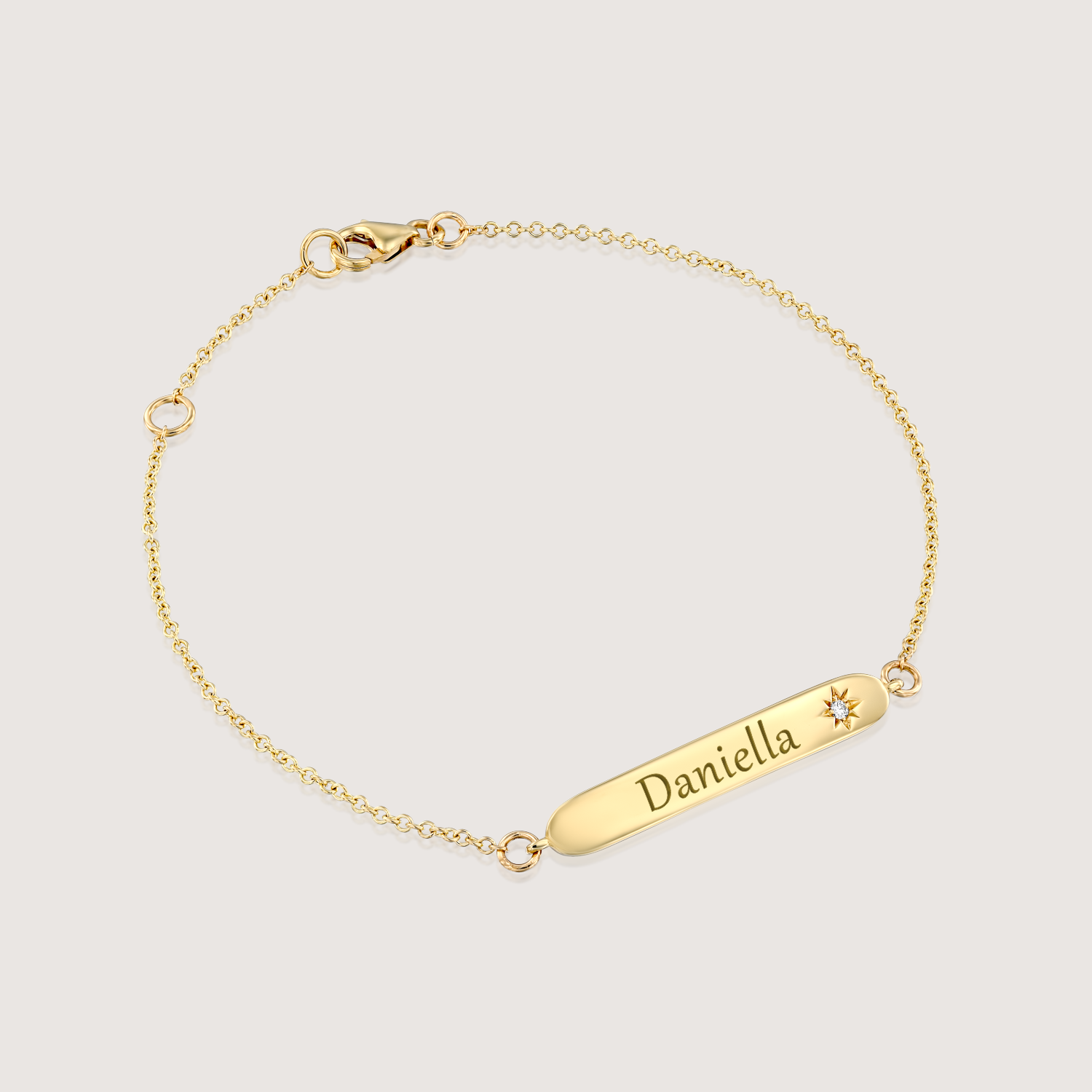 Florence Gold Bracelet With Star setting + Engraved