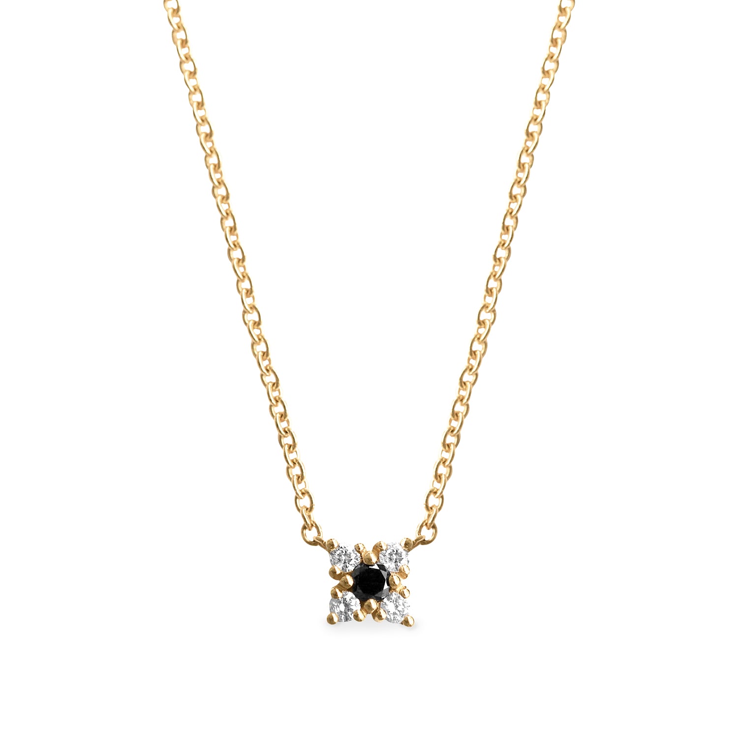 mini flower pendant with black and white diamonds