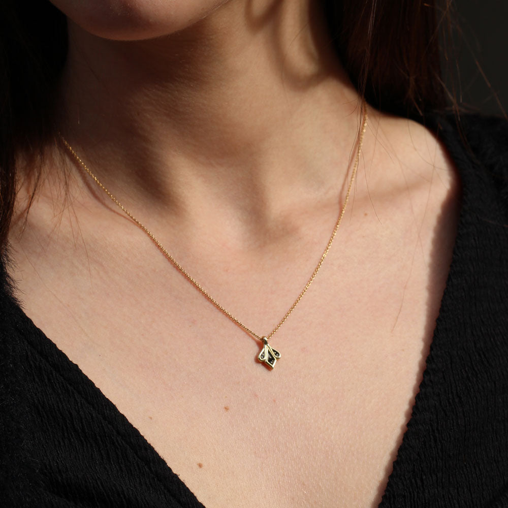 Crown necklace with black diamonds on model