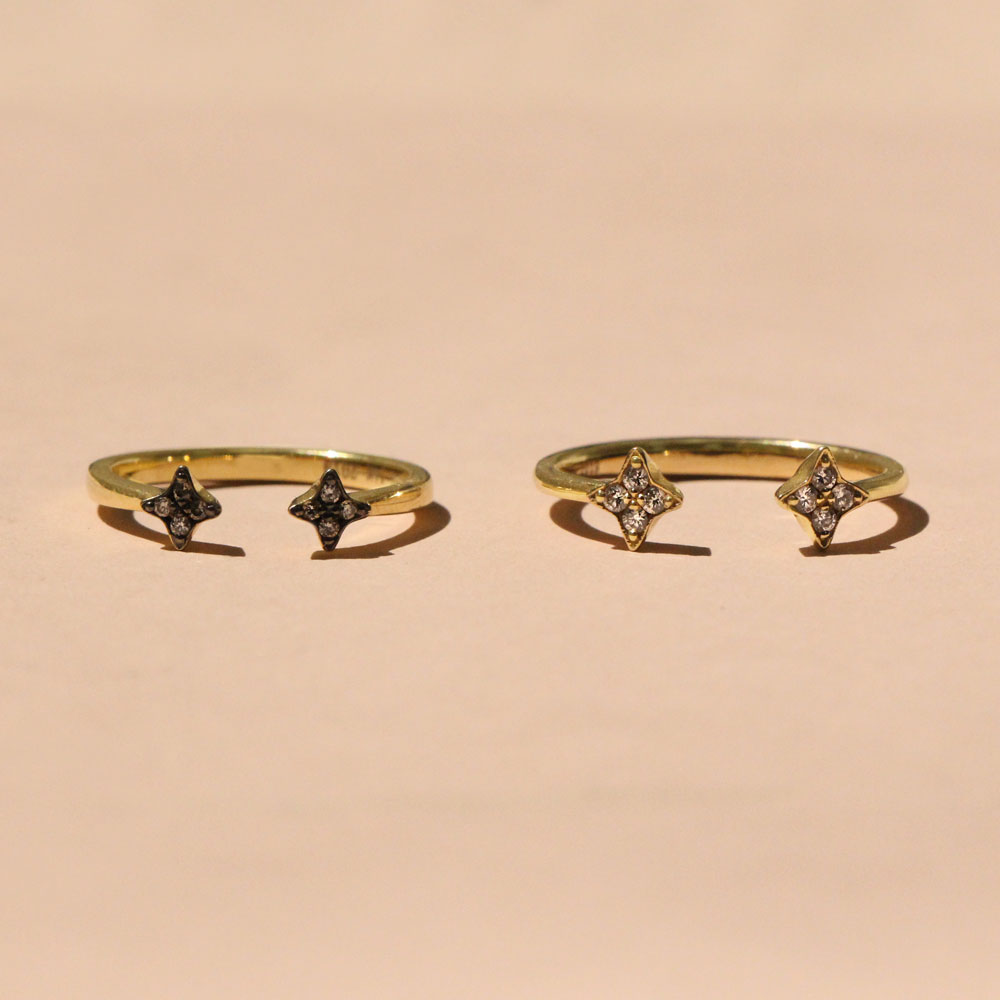 Enlarged Mercury Open Ring - White Diamond