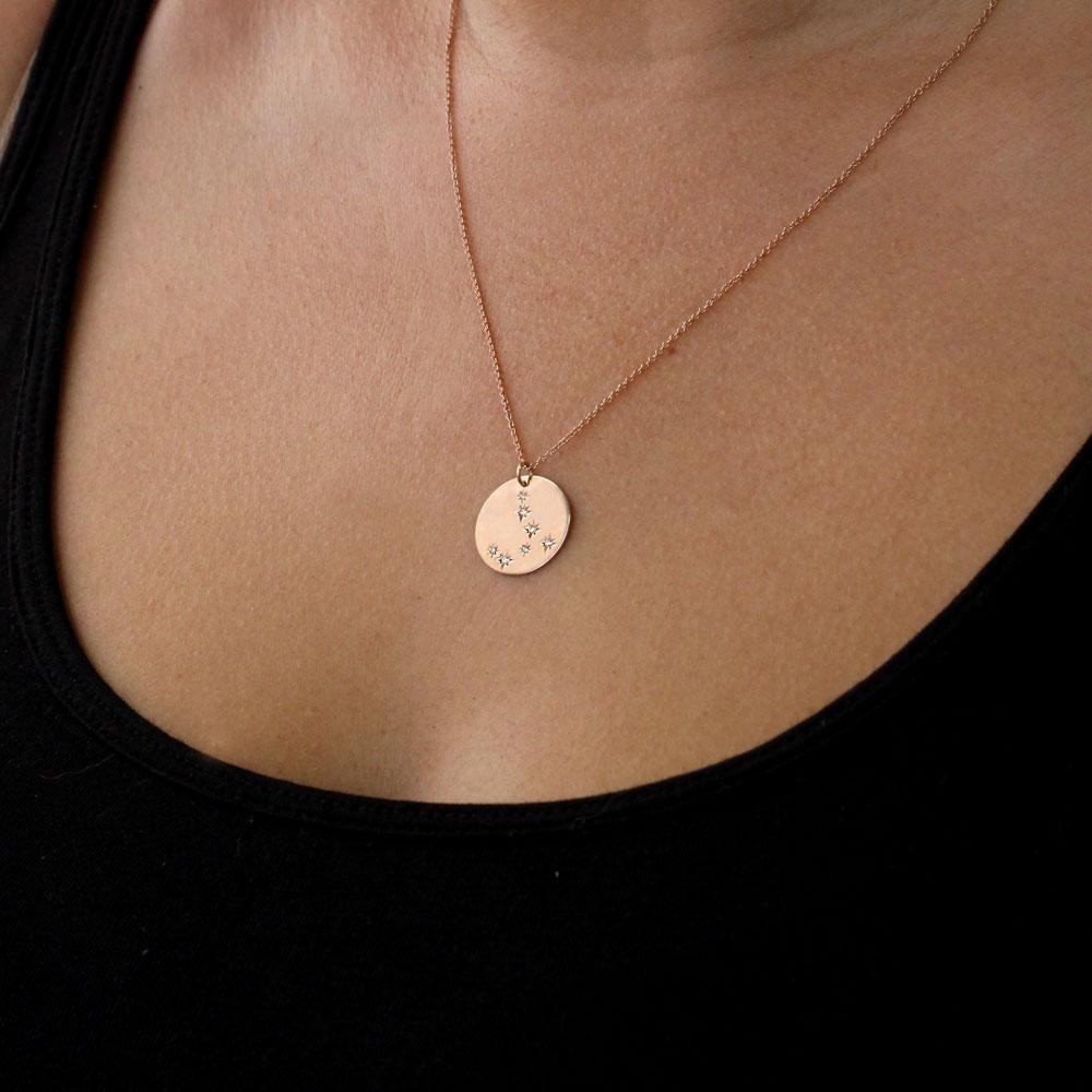 Chiara Gold Necklace - zodiac chart & diamond setting