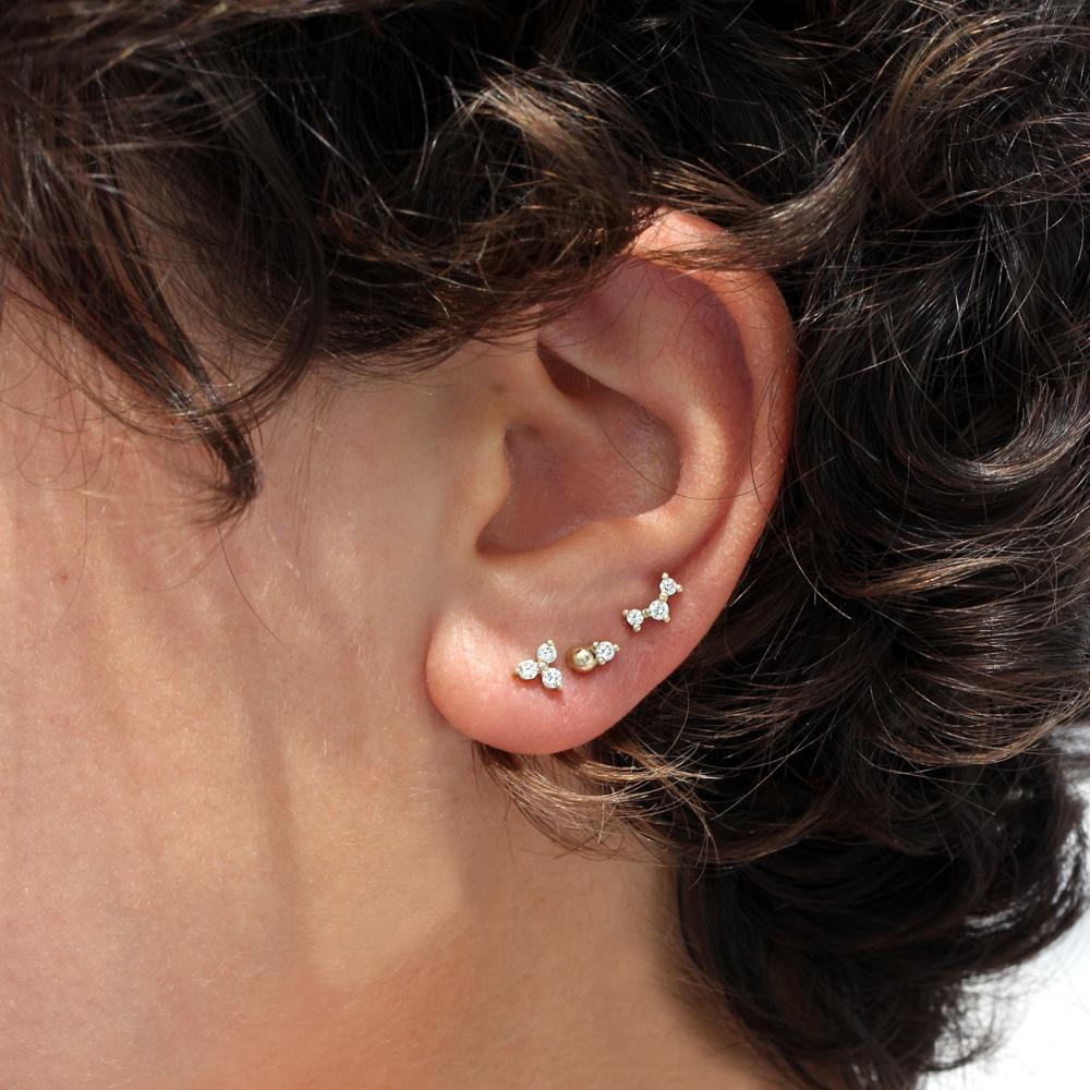 Frida Piercing Earring With White Diamonds