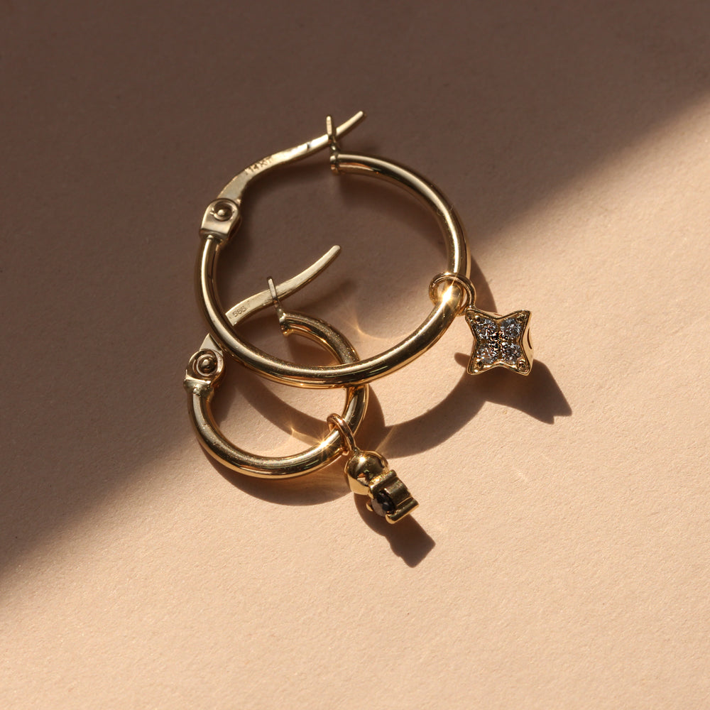 Hoop & Marie gold earring Black diamond