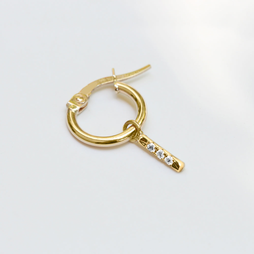 Hoop + Valerie Gold Earring with White Diamonds