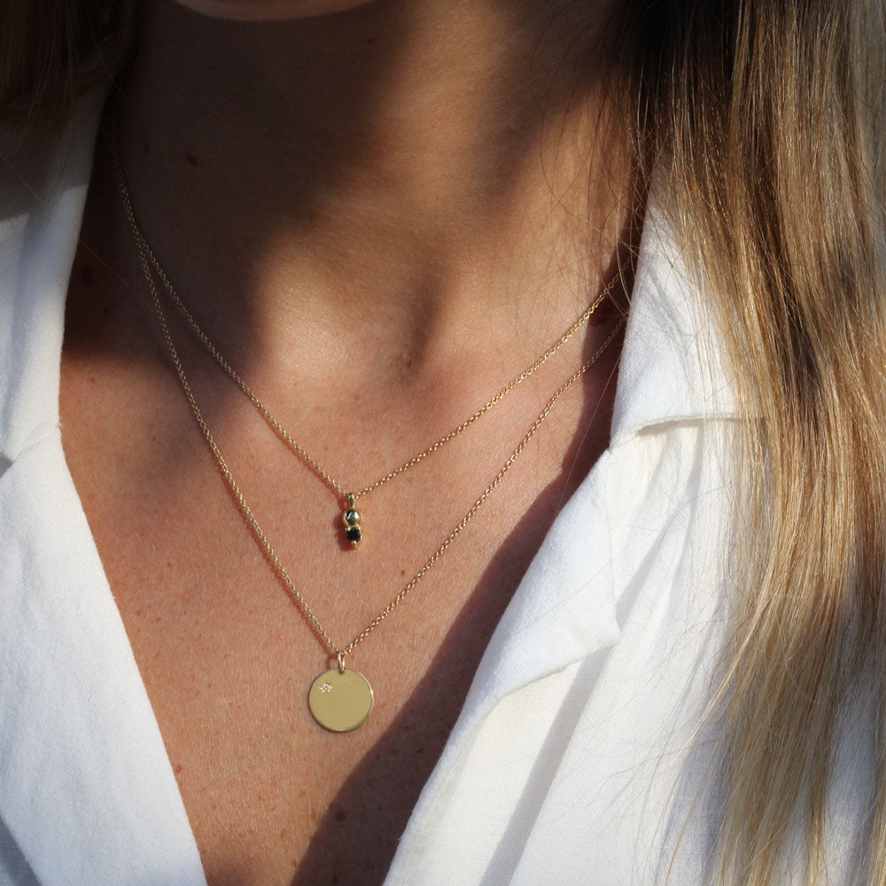 Chiara Gold Necklace with Star Setting & Engraving