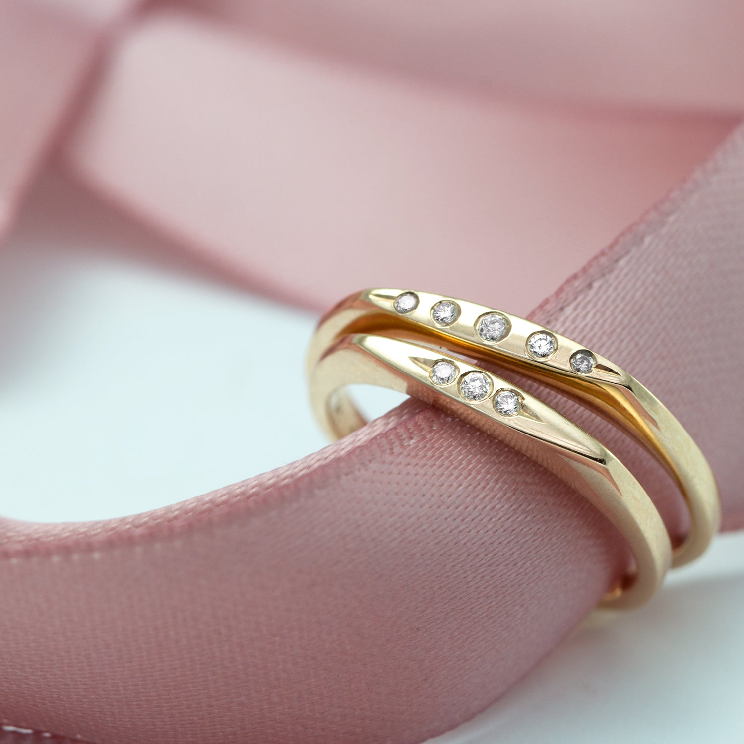 gold ring stackable white diamonds