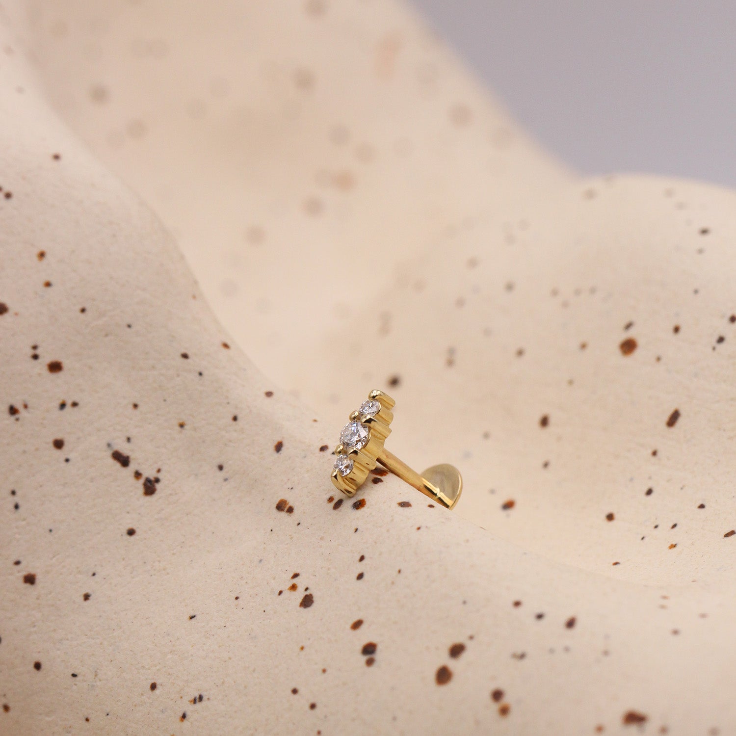Audrey Piercing Earring With White Diamonds