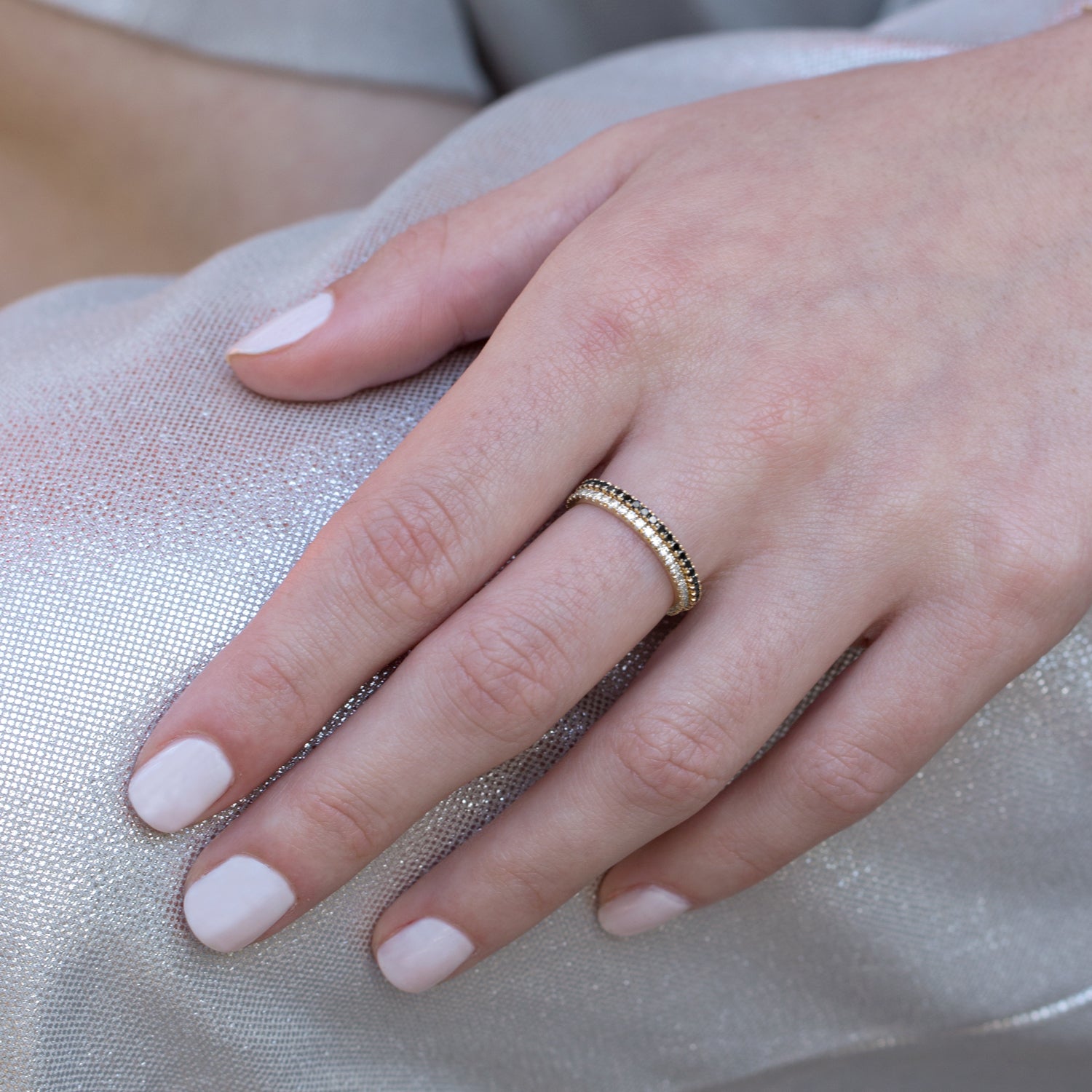 gold eternity ring with diamonds