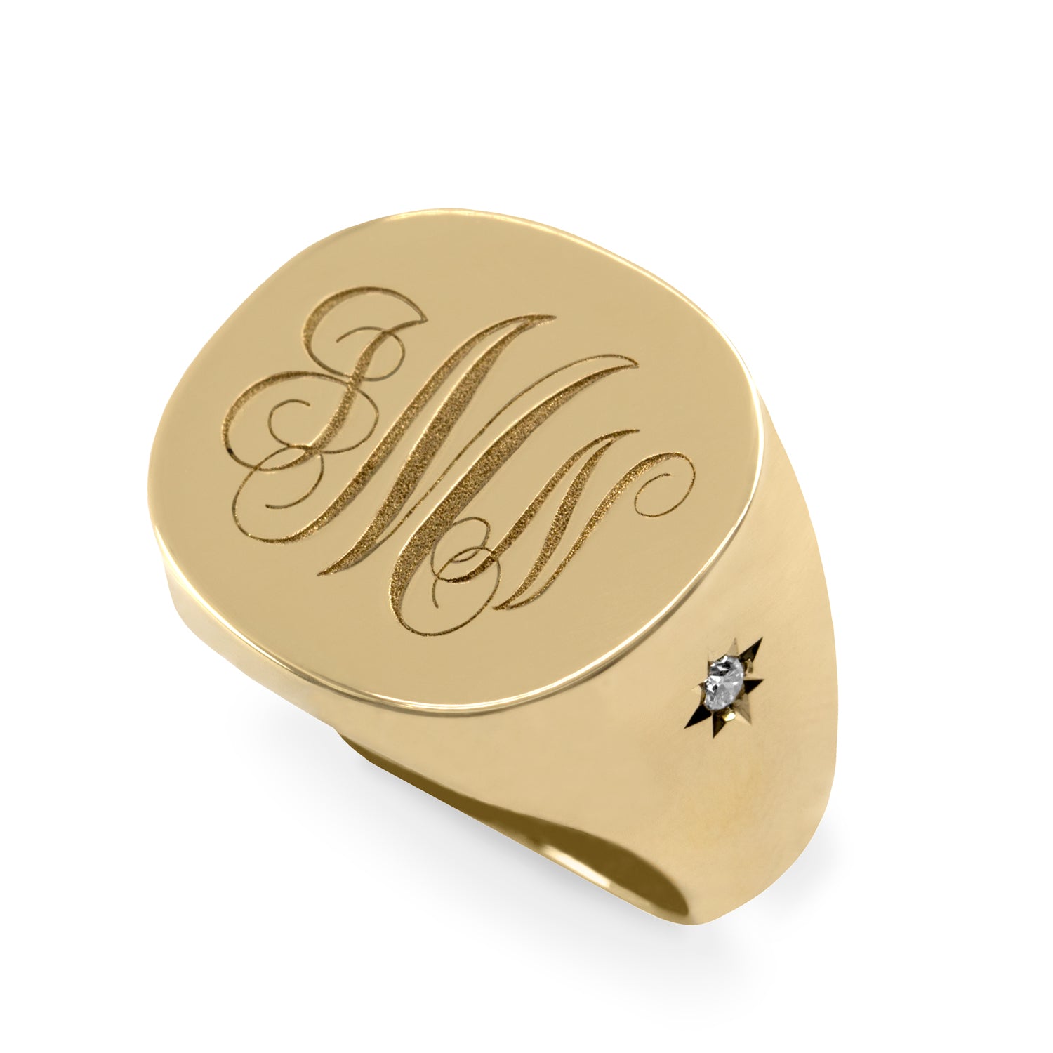 Mila Gold Ring Star Side Setting and Engraving