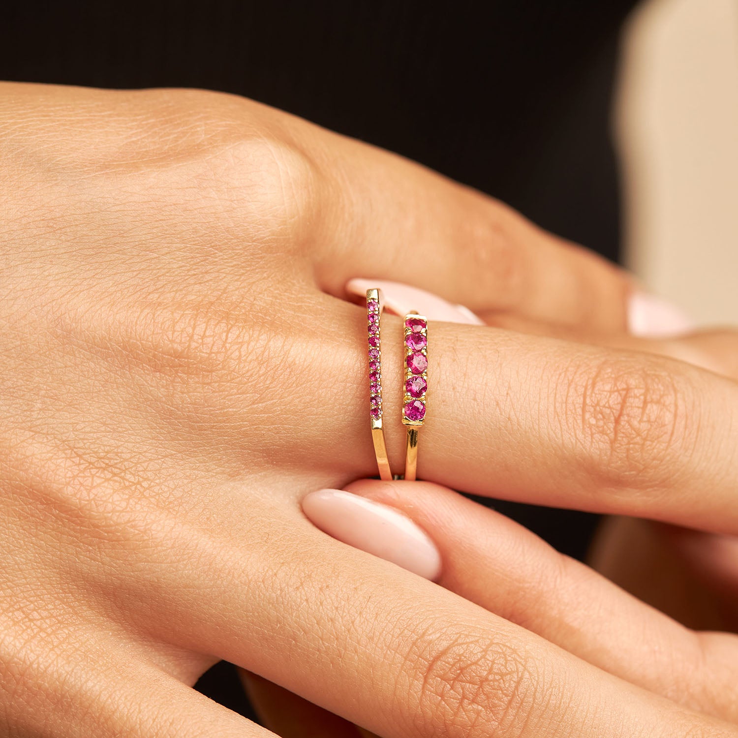 Miranda Encrusted Gold Ring With Rubies