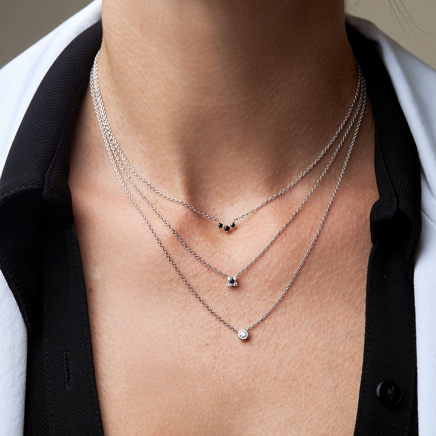 Frida Necklace with Black Diamonds