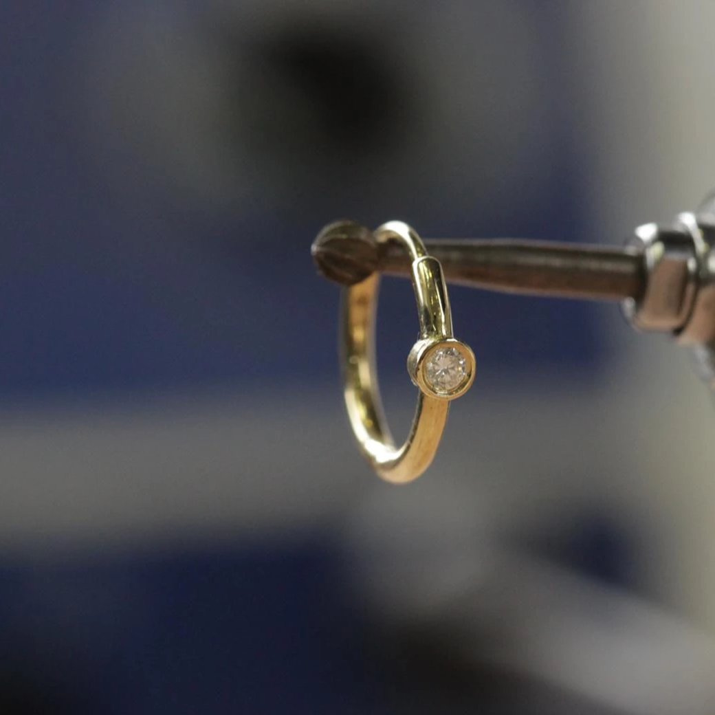 Alexis Hoop Gold Earring with White Diamond