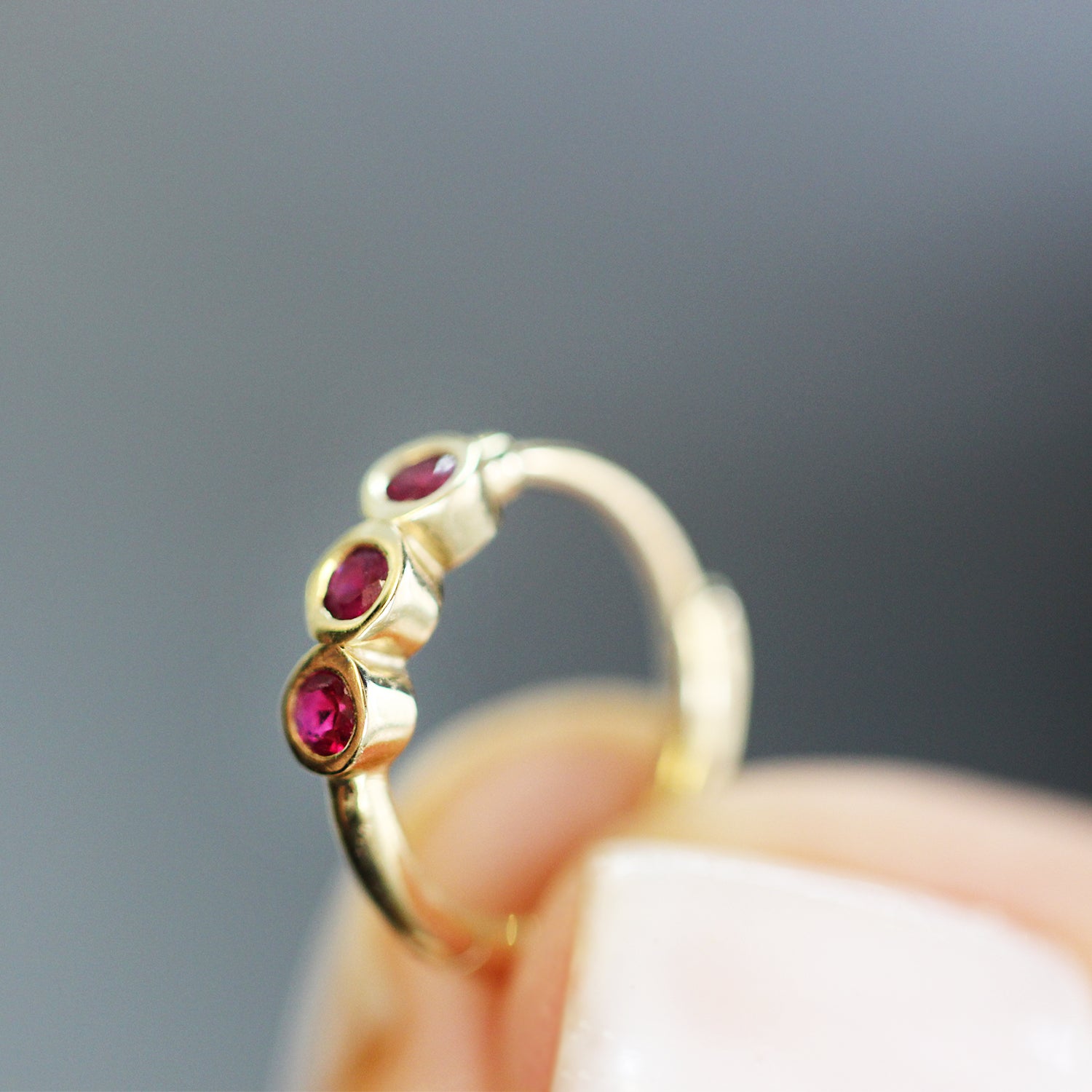 Alin Hoop Gold Earring with Ruby