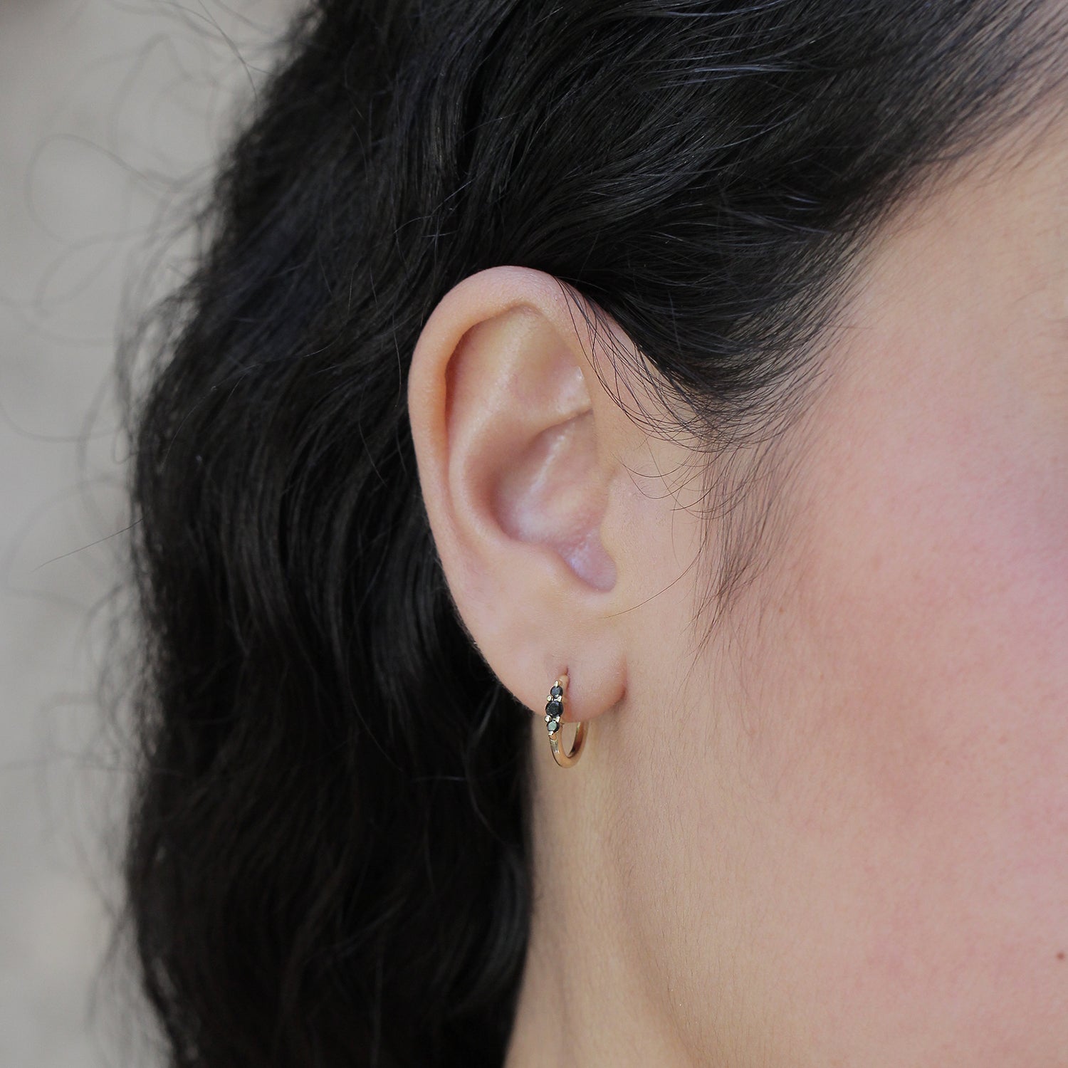 Audrey Hoop Earring with Black Diamonds