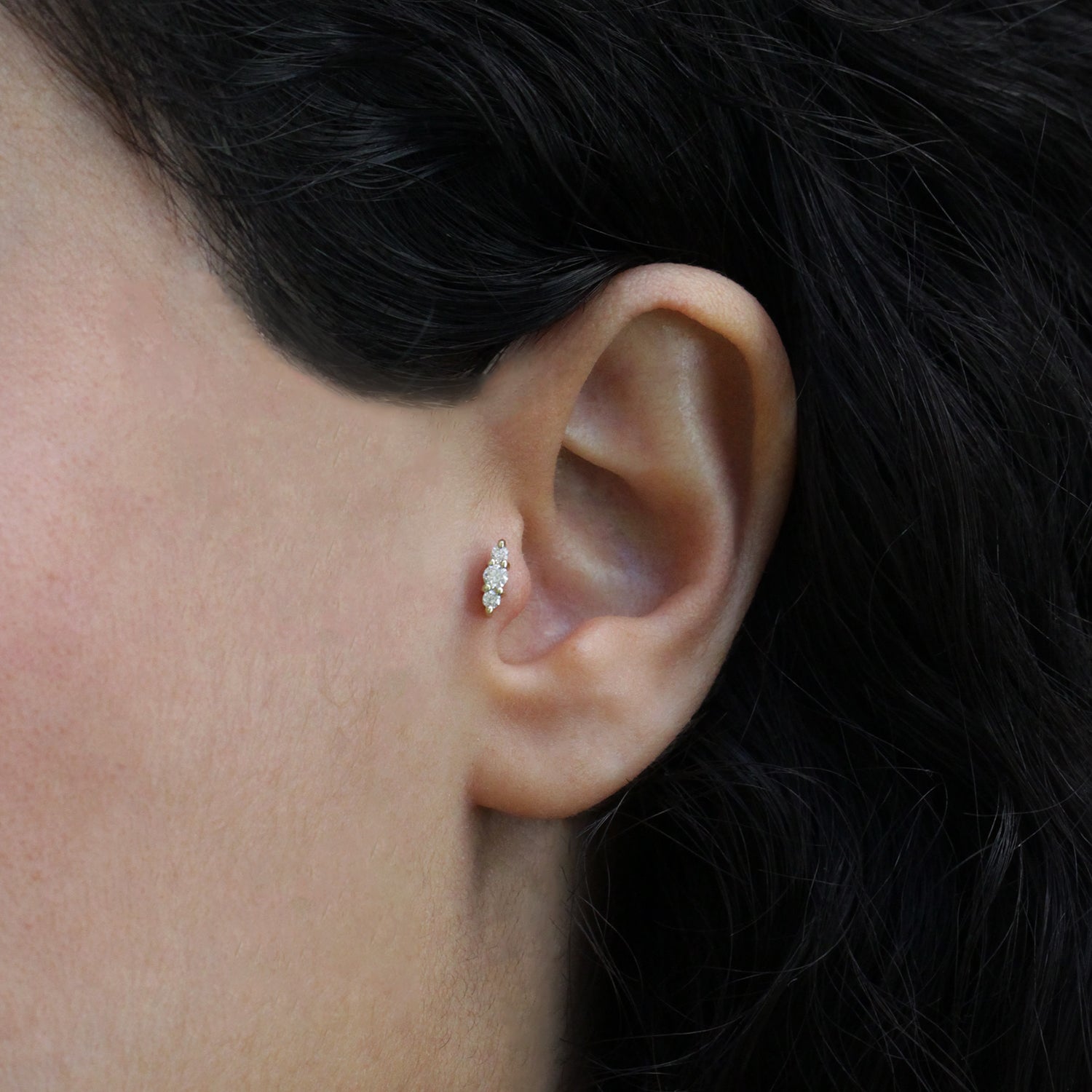Audrey Piercing Earring With White Diamonds