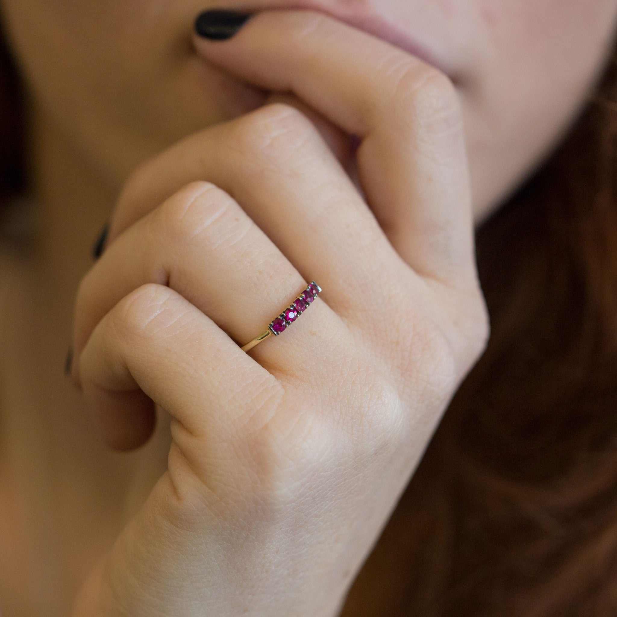 red rubies gold ring