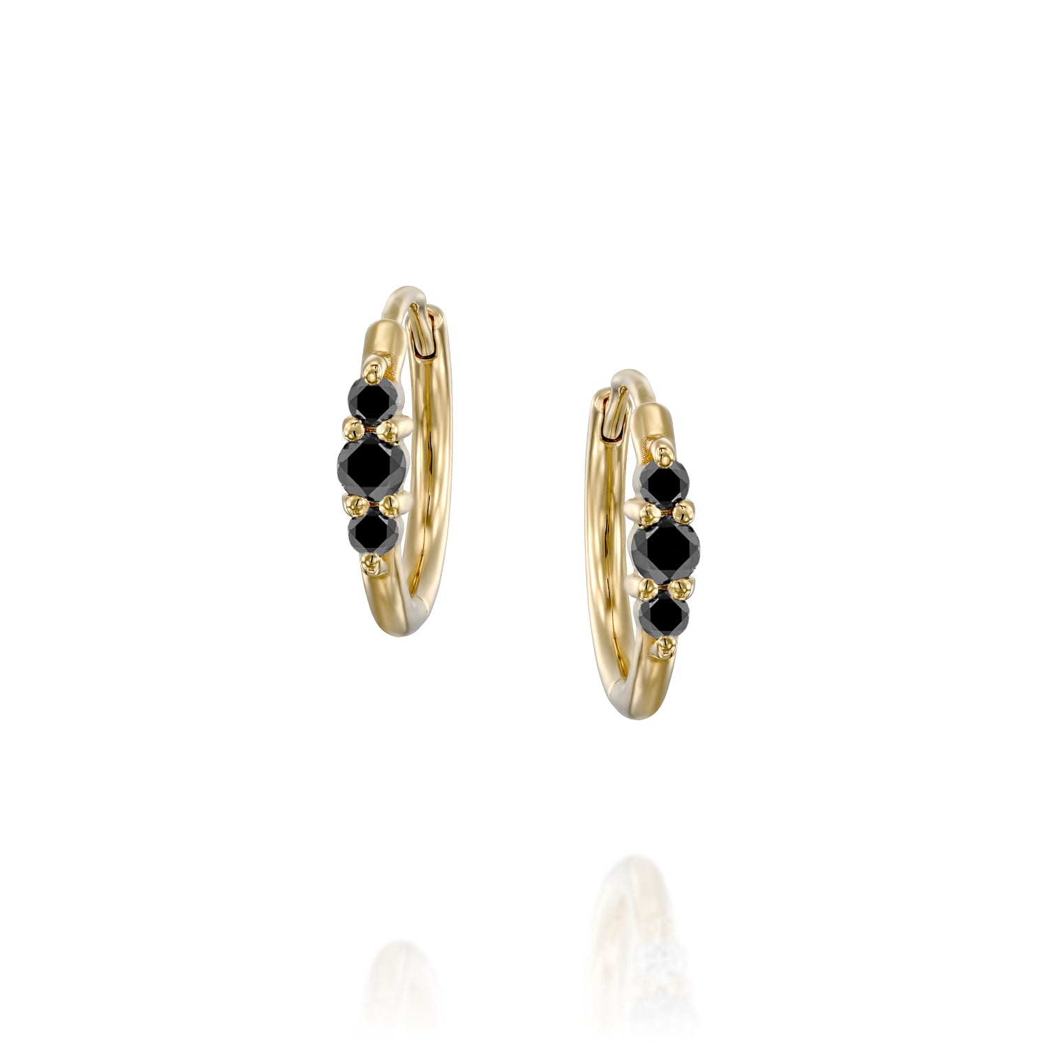 Audrey Hoop Earring with Black Diamonds