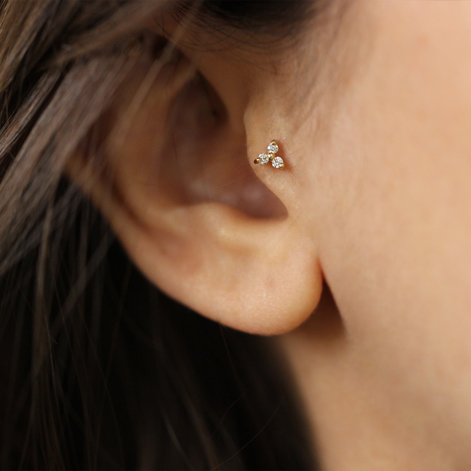 Mini Grace Piercing Earring With White Diamonds