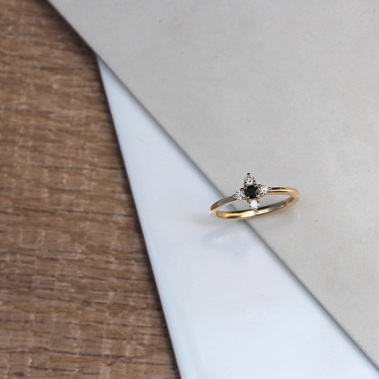 Eliana Gold Ring with Black & White Diamonds