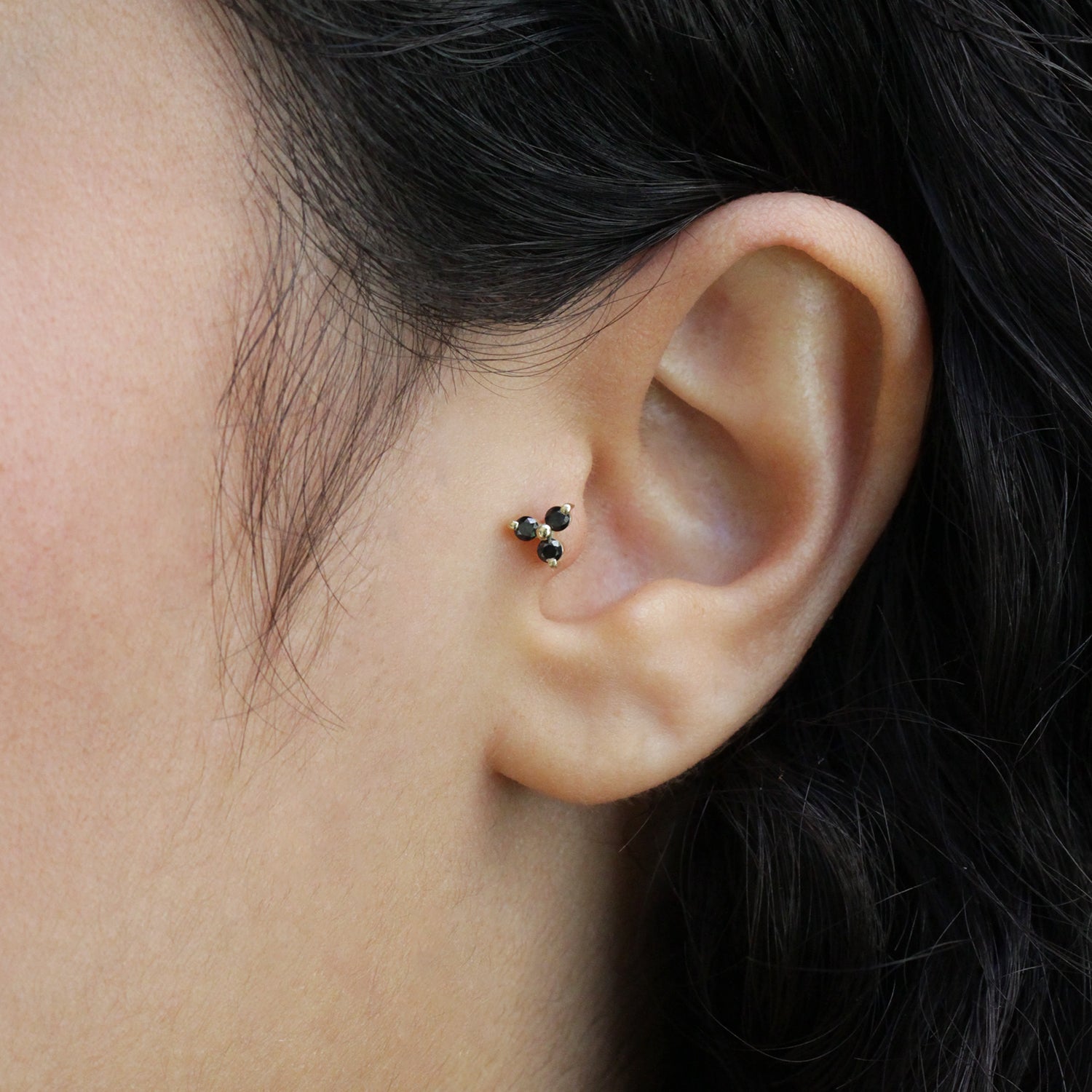 Grace Piercing Earring With Black Diamonds