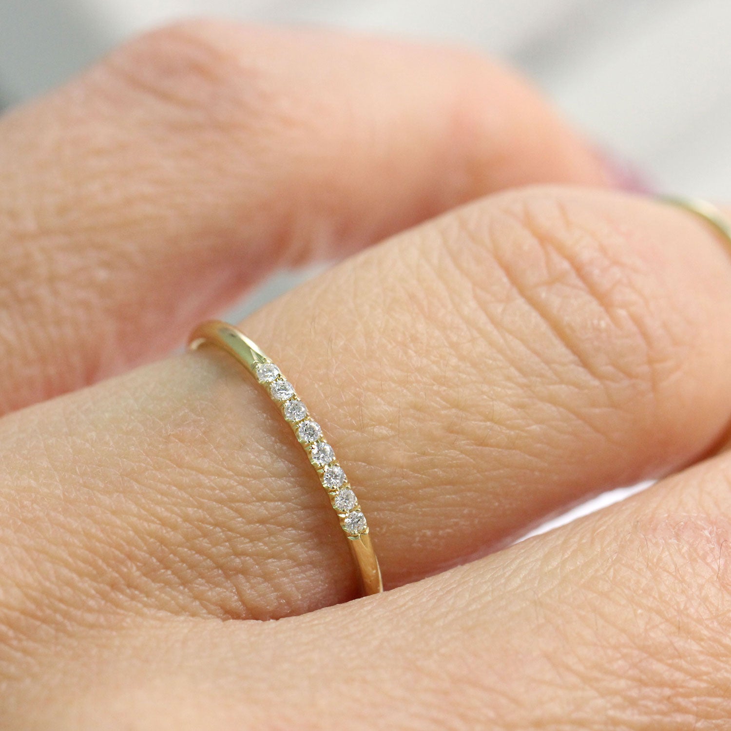 stacking gold ring white diamonds