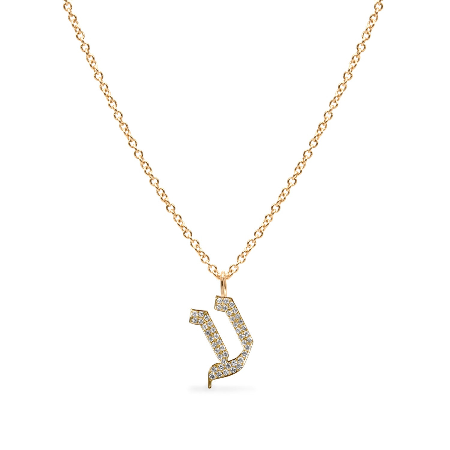 encrusted pendant hebrew letter gold necklace