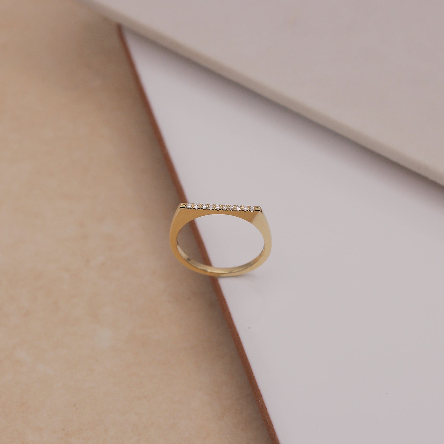Miranda Encrusted Gold Ring White Diamonds