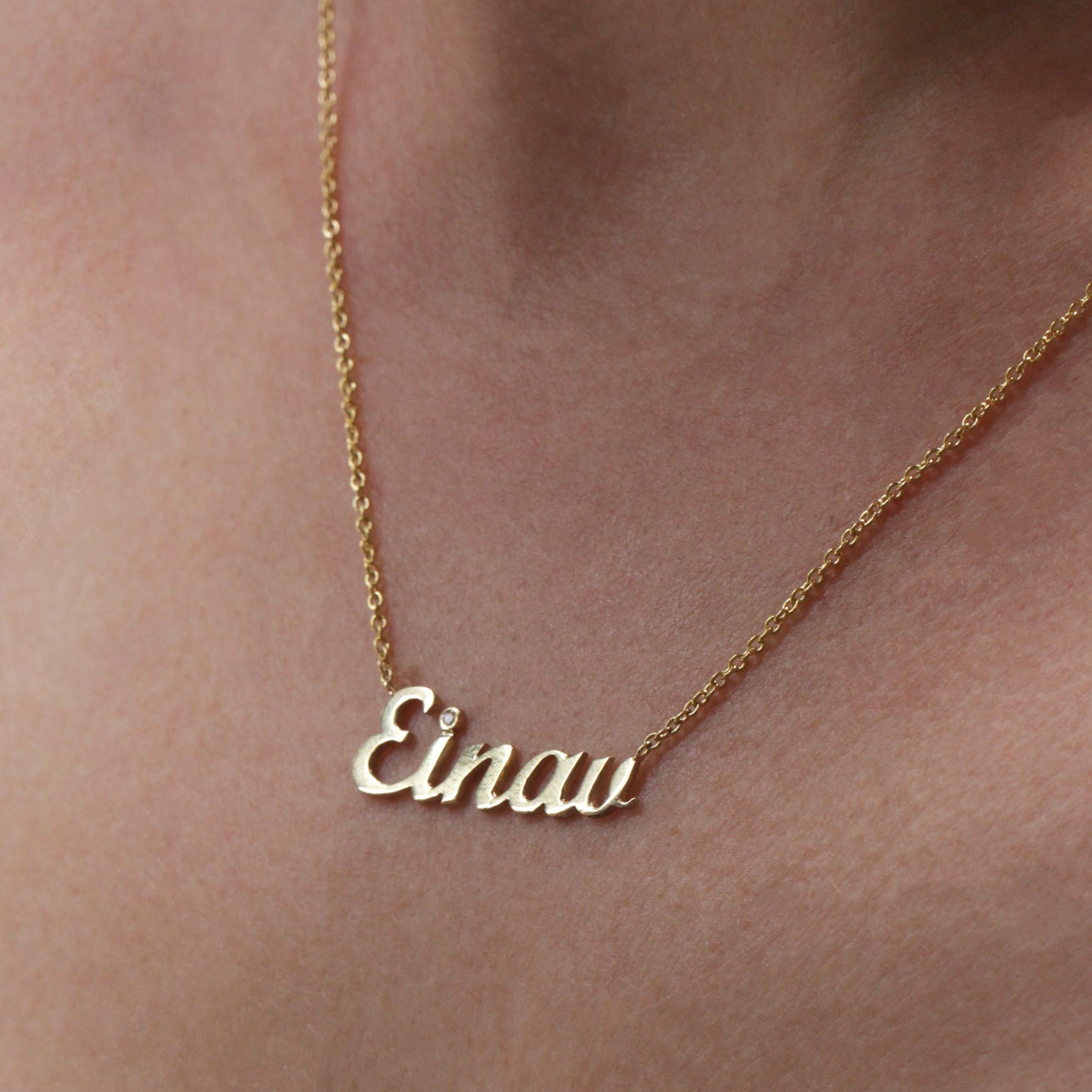 Name Necklace With White Diamond