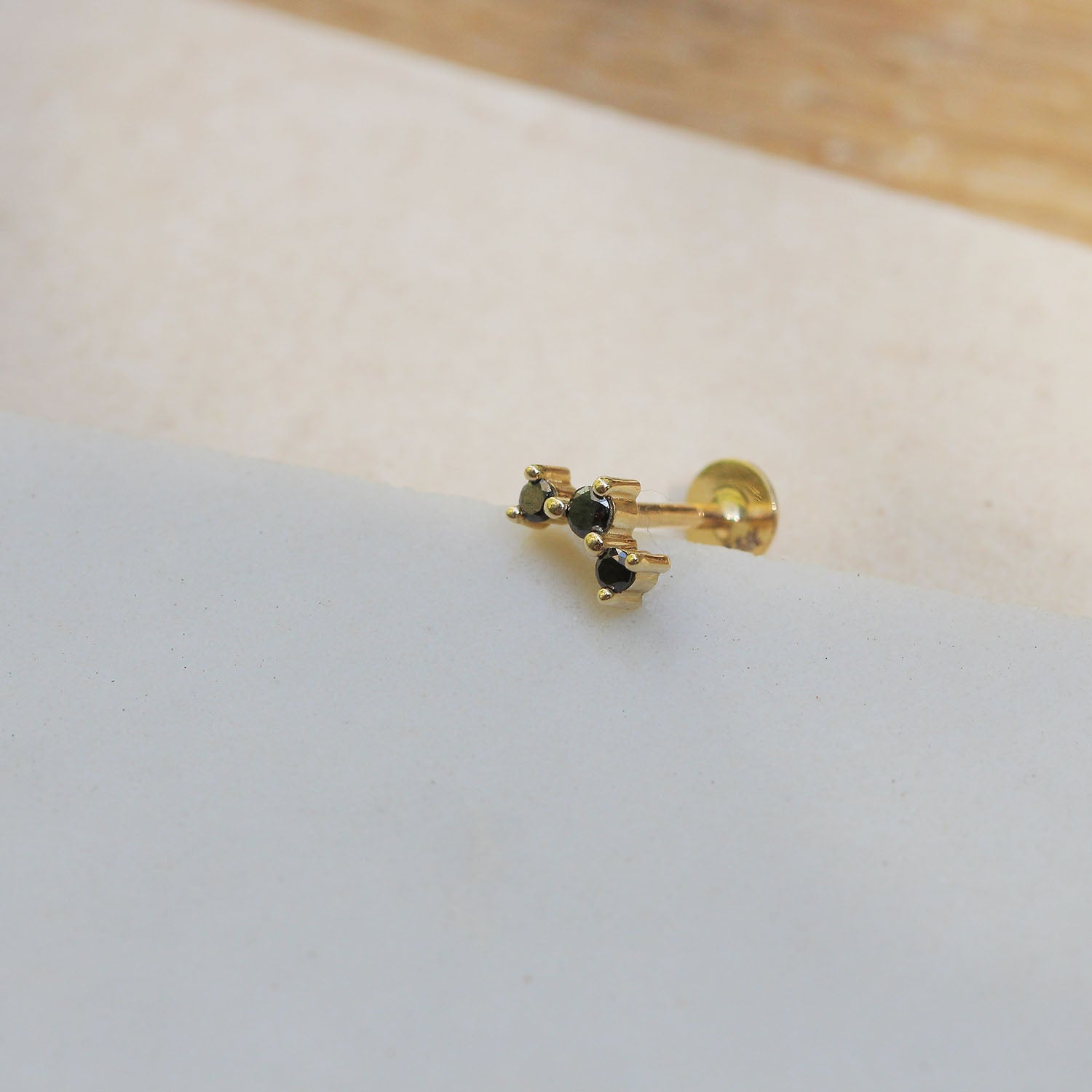 Frida Piercing Earring With Black Diamonds