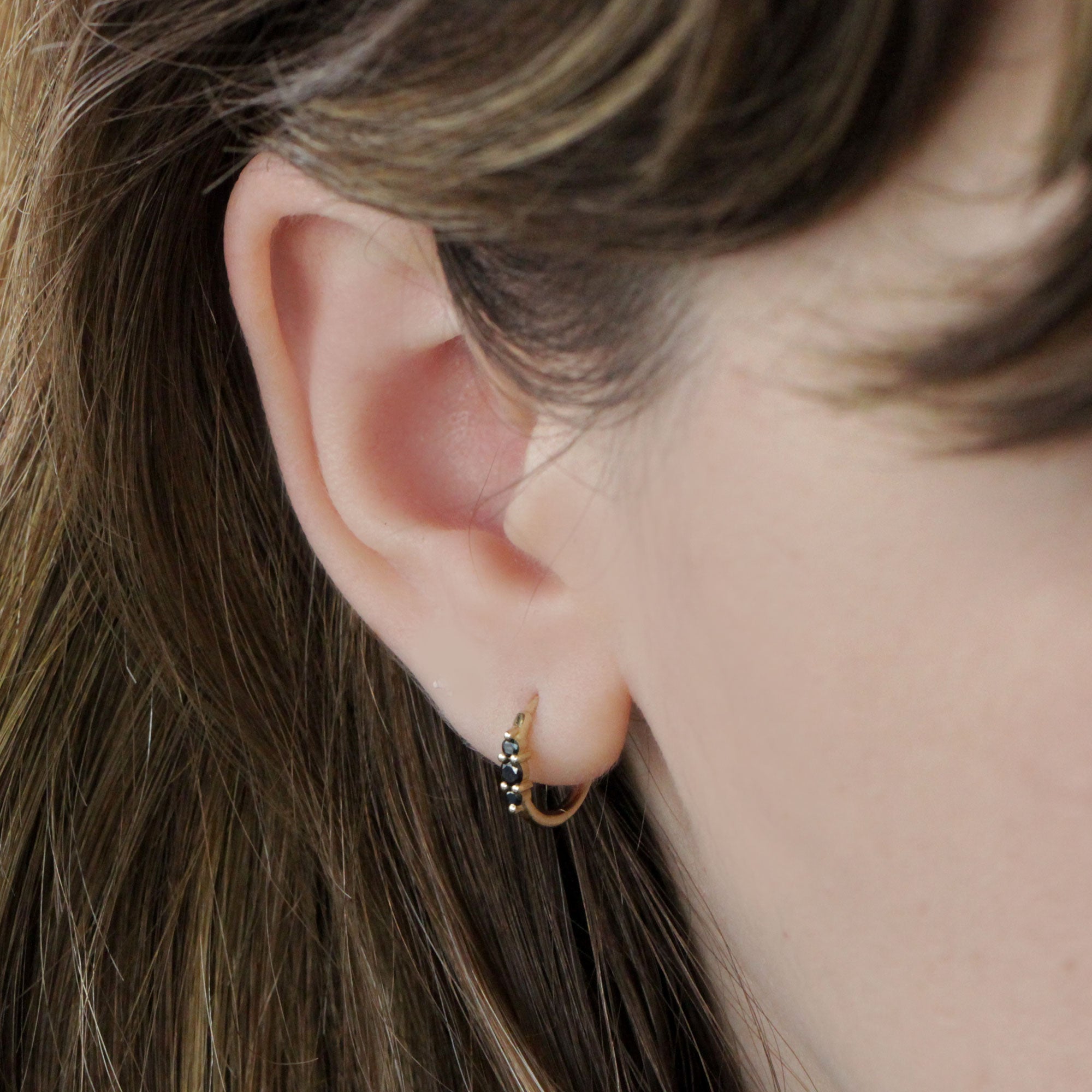 Audrey Hoop Earring with Black Diamonds