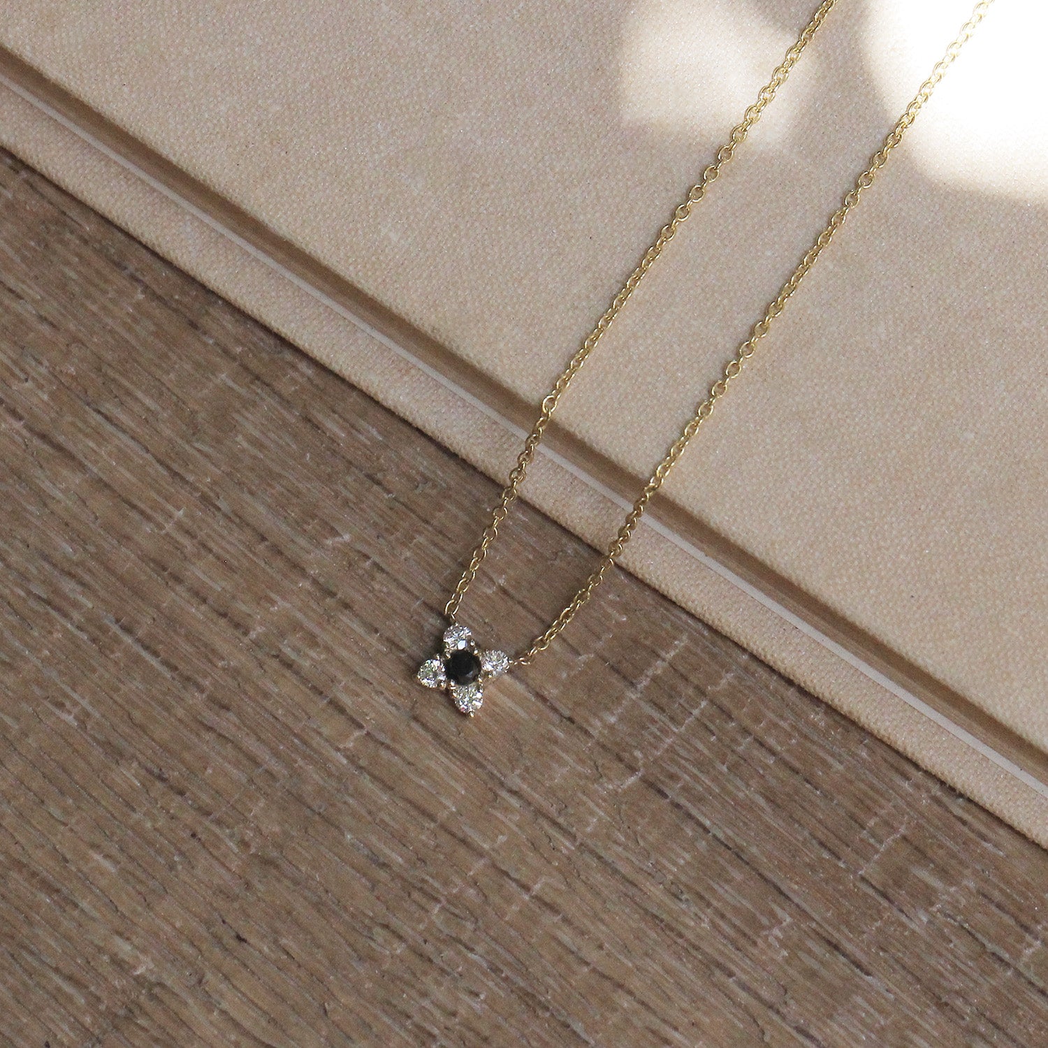 Valentina Gold Necklace Black & White Diamonds