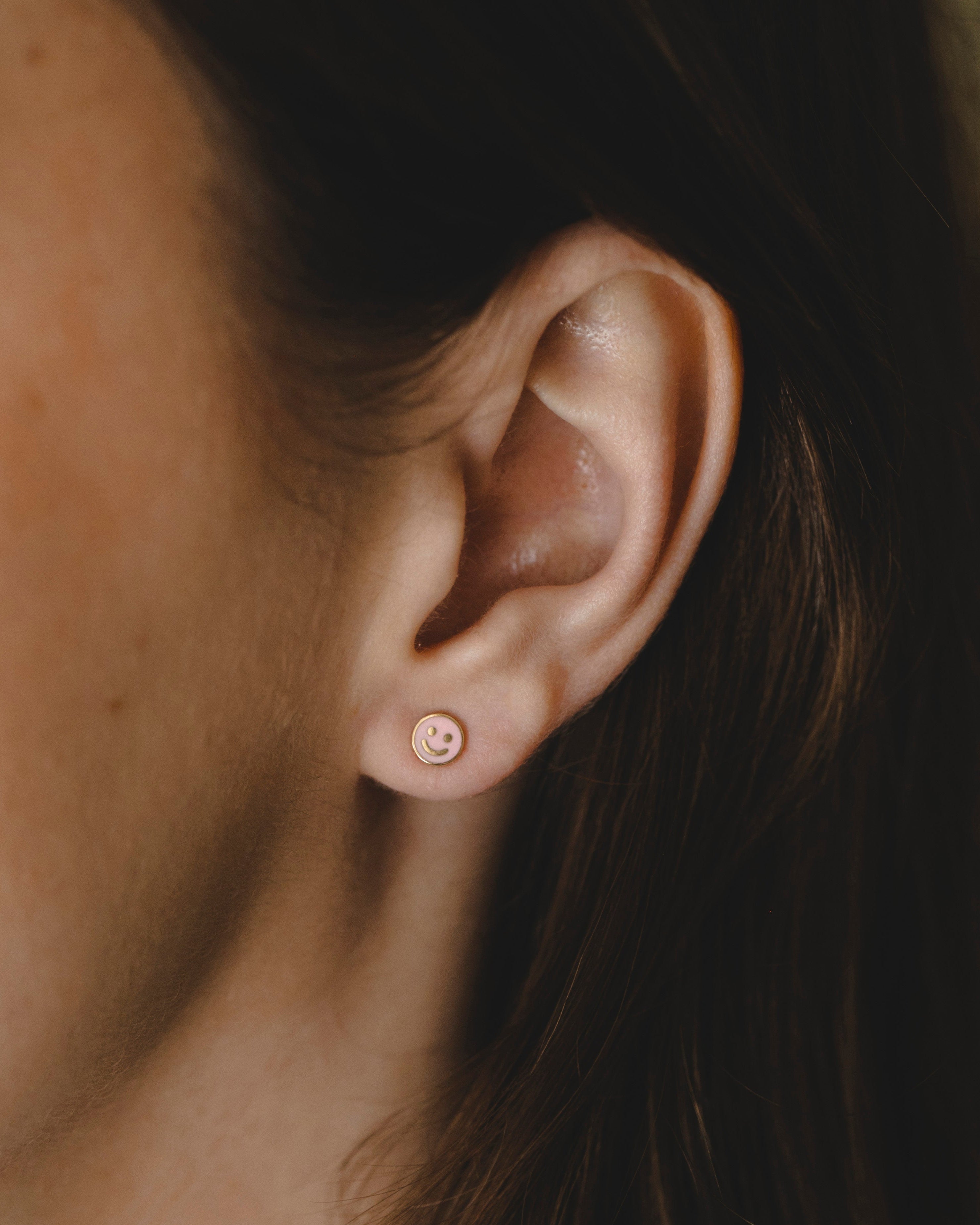 Gold Large Smiley Earring