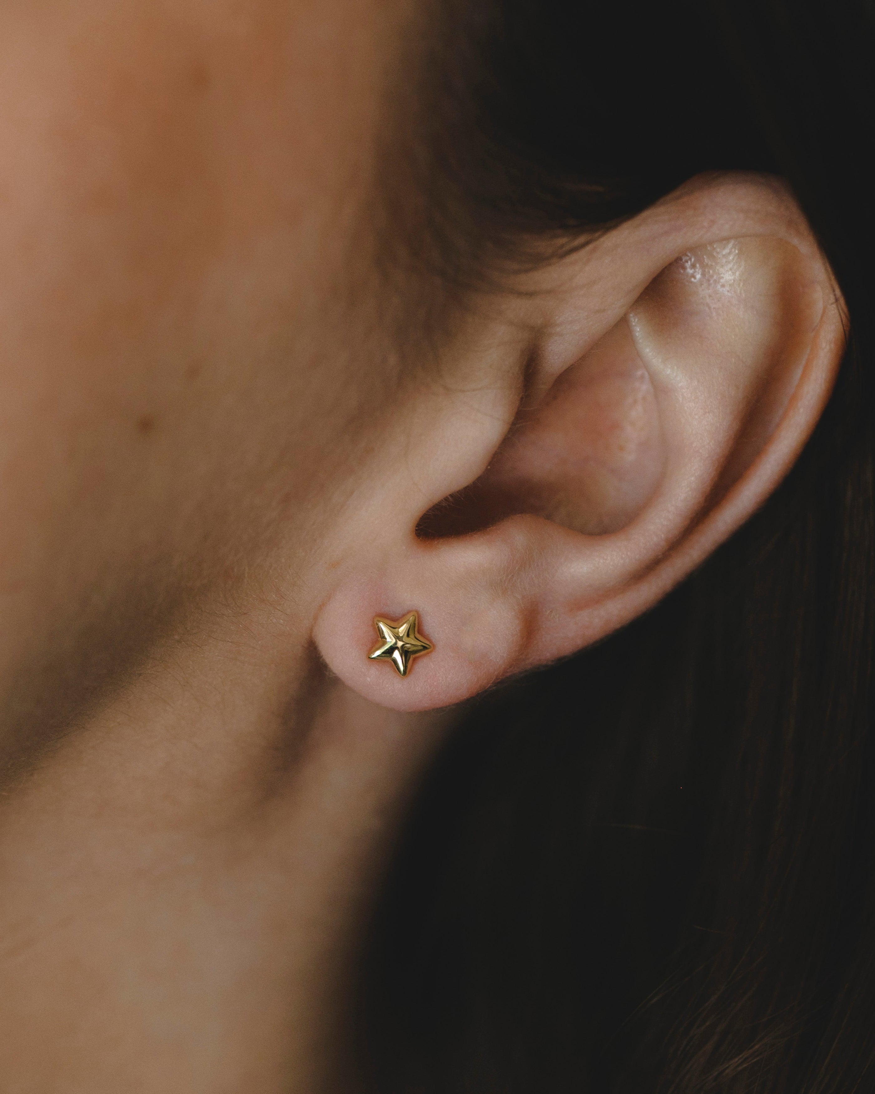 Gold Large 3D Star Earring