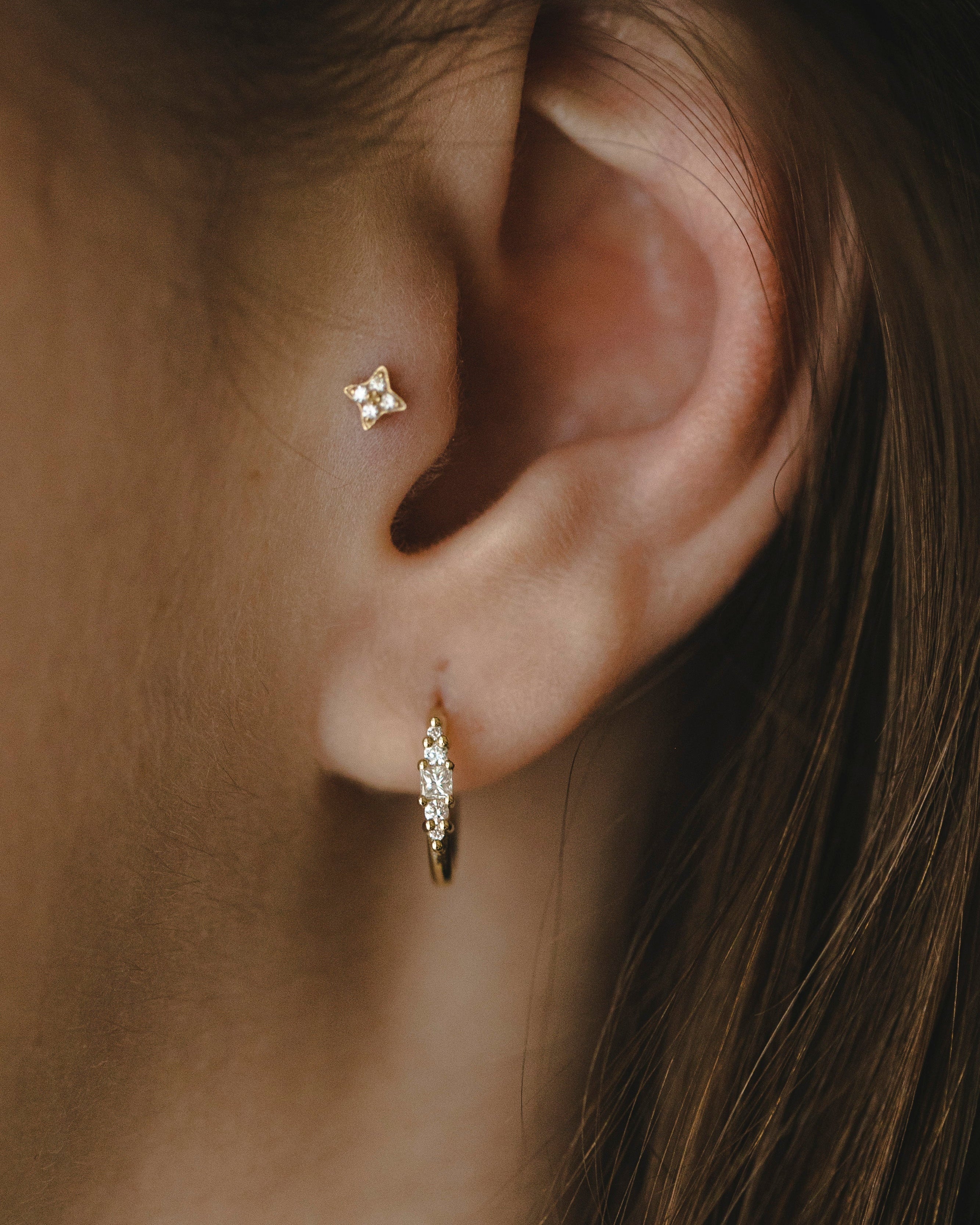 Bella Mia Hoop Gold Earring with white diamonds