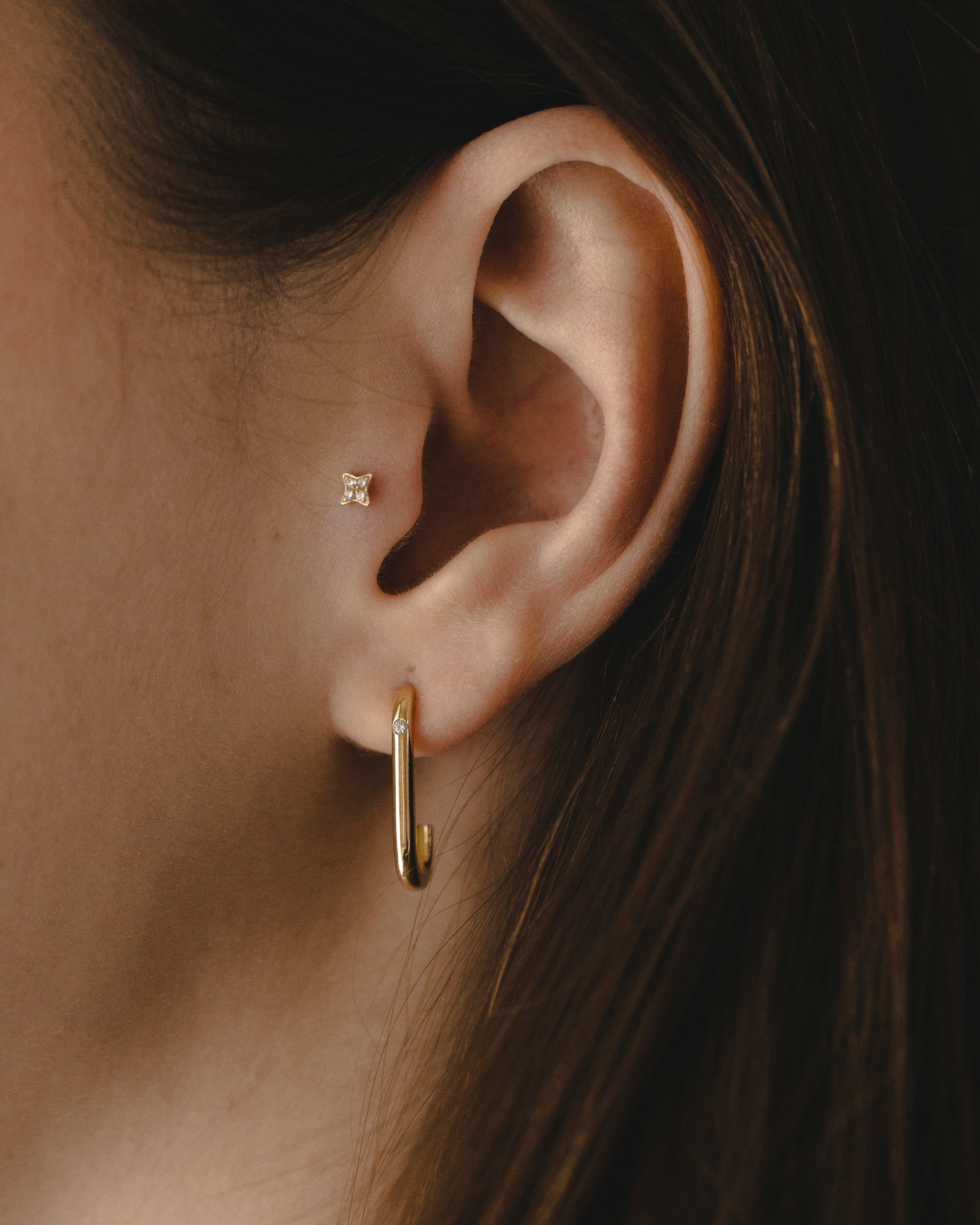 Berta Hoop Gold Earring Diamond