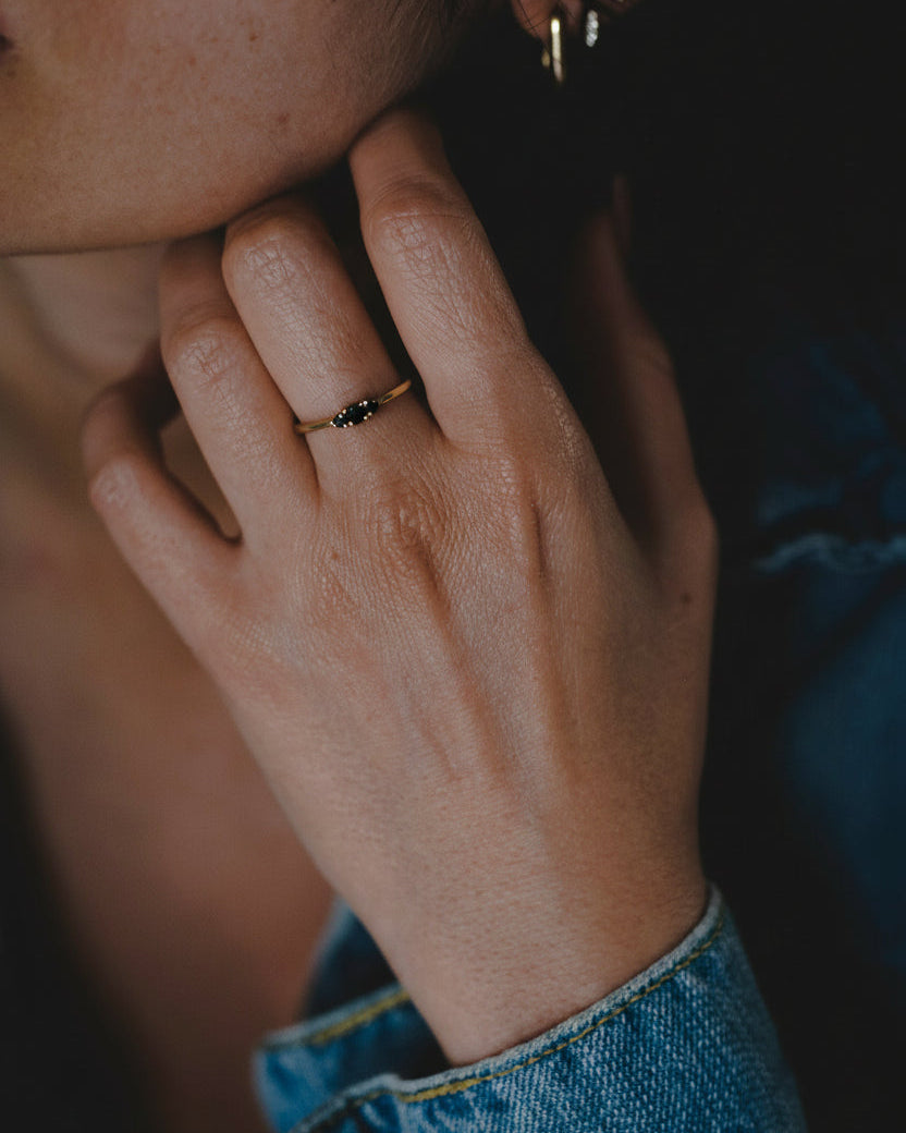 Audrey Gold Ring 3mm black Diamond