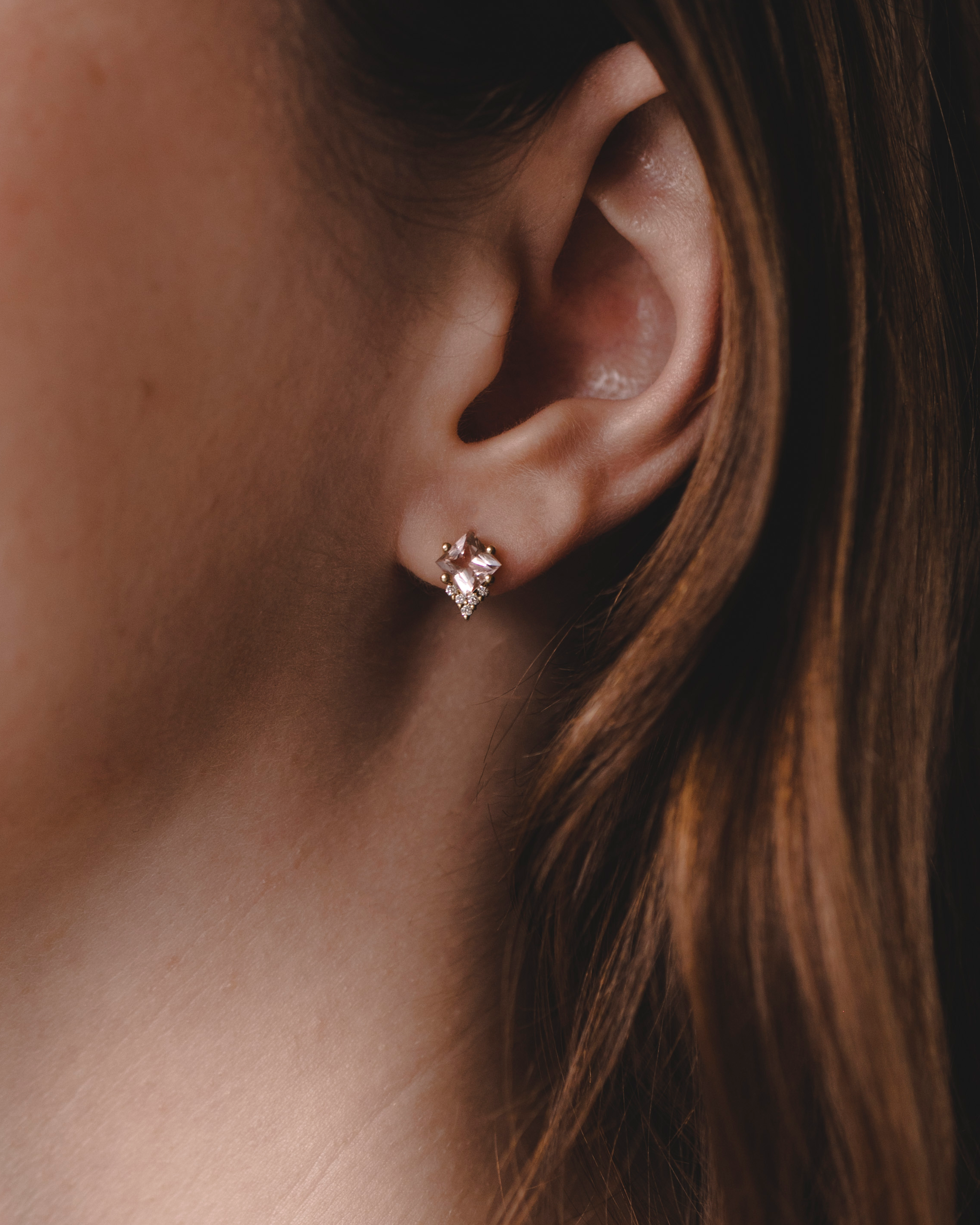 Juliette Earring With Diamonds and Morganite