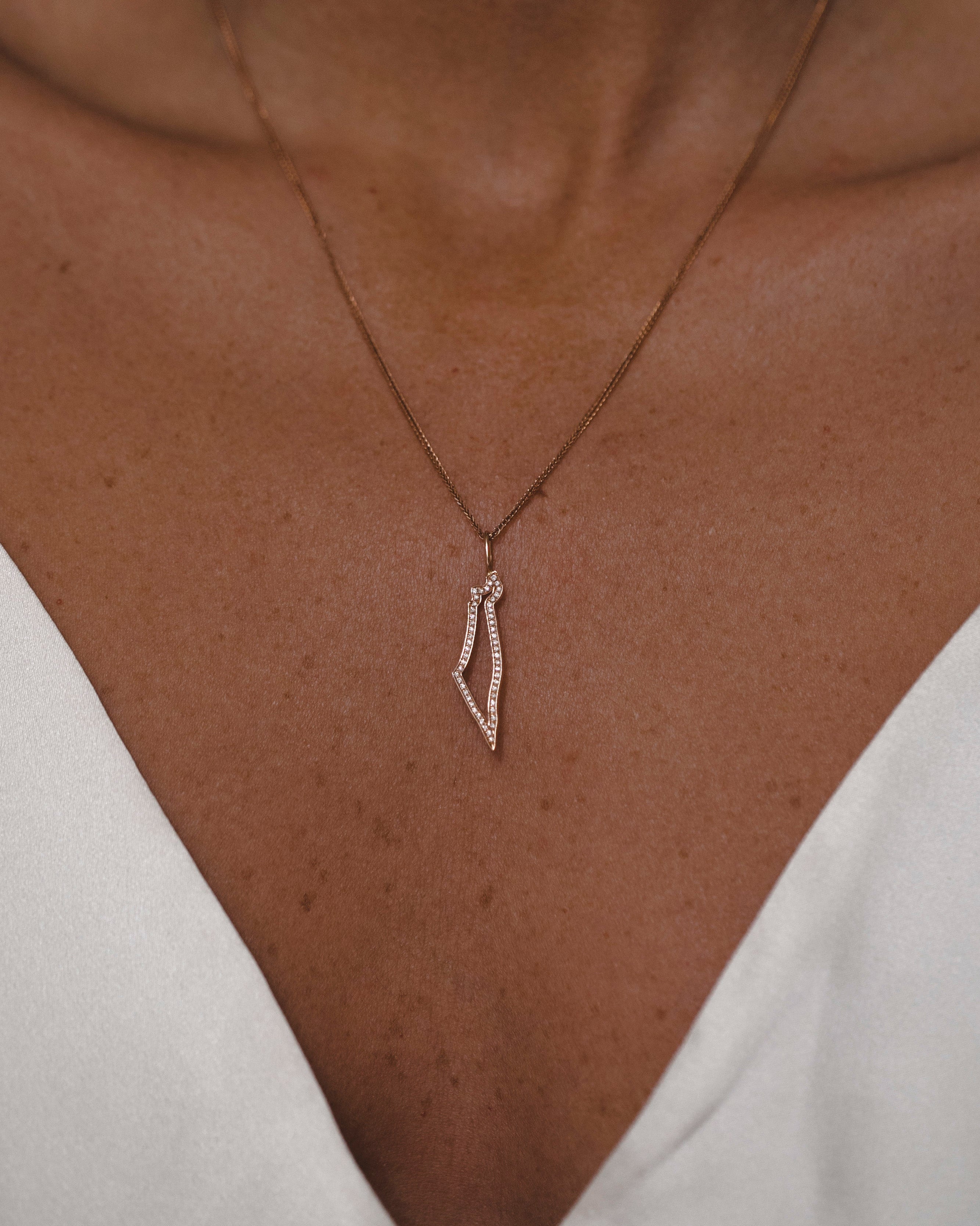 Israel Frame Gold pendant With White Diamonds