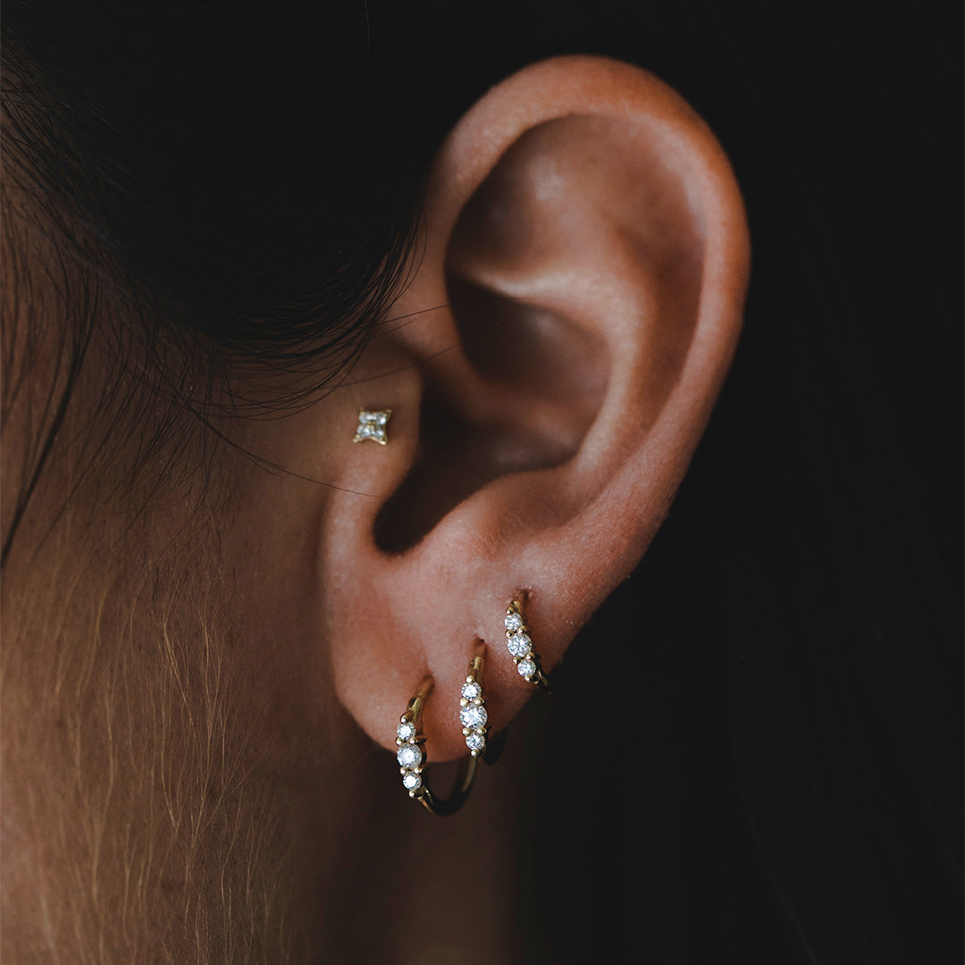 Audrey Mini Hoop Earring with White Diamonds