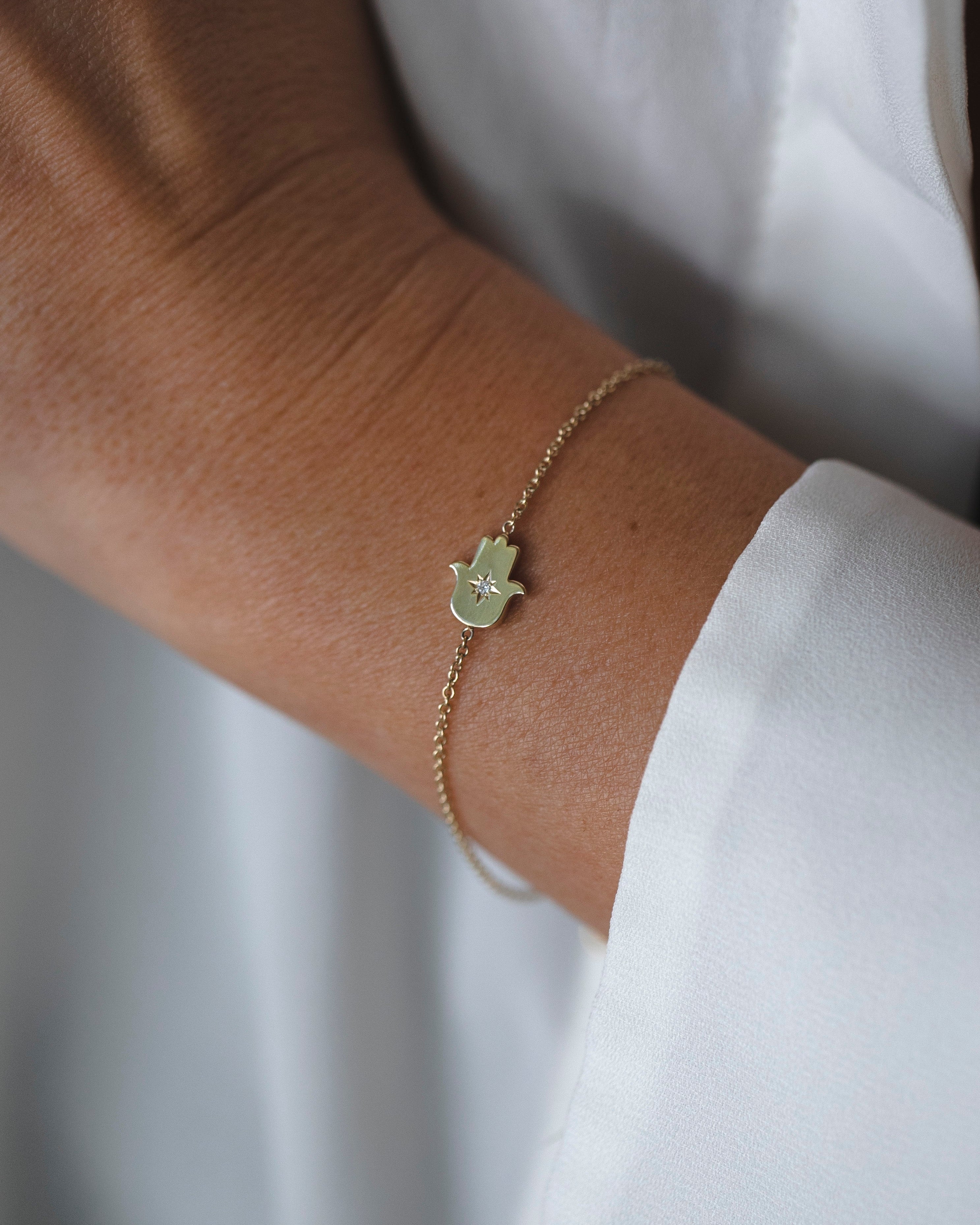 Hamsa Bracelet White Diamond