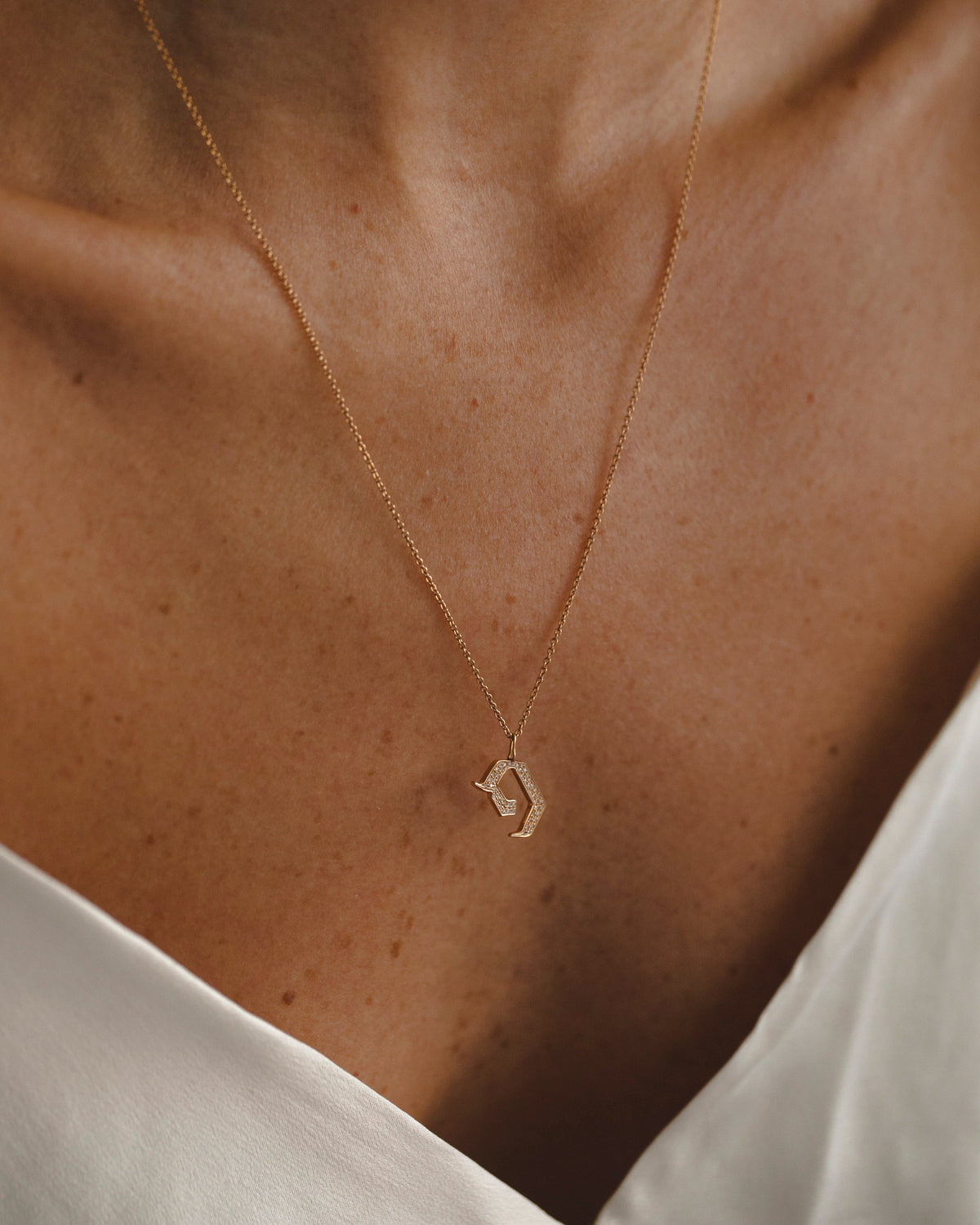 Letter Pendant - Large Aleph-Bet Encrusted Pendant With White Diamonds