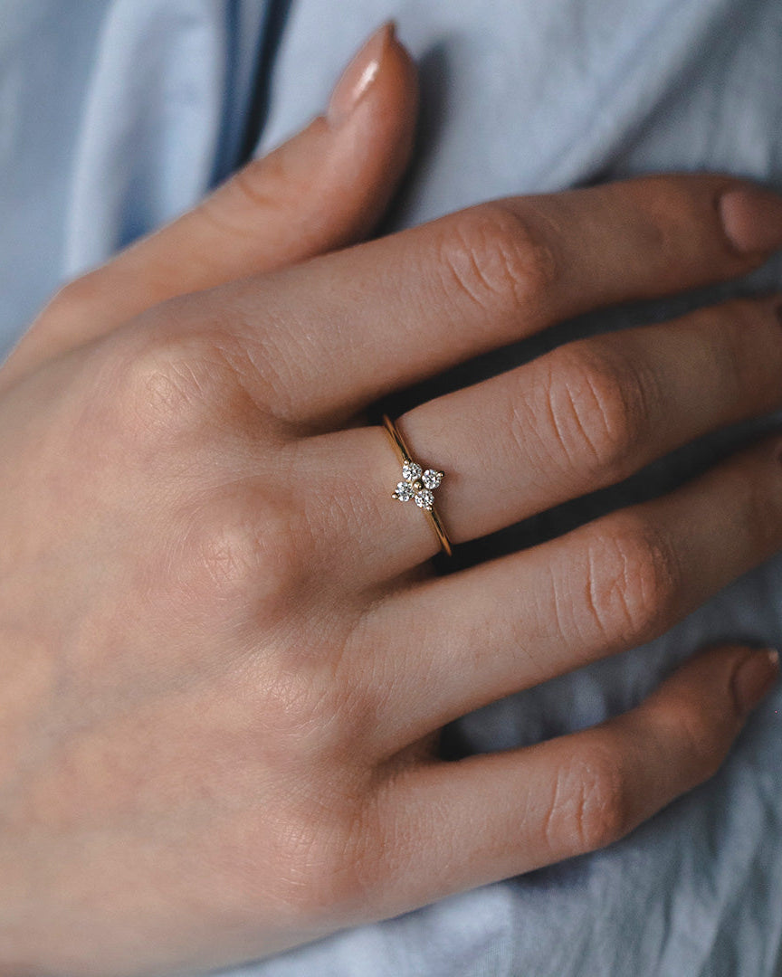 Large Beth Gold Ring With White Diamonds