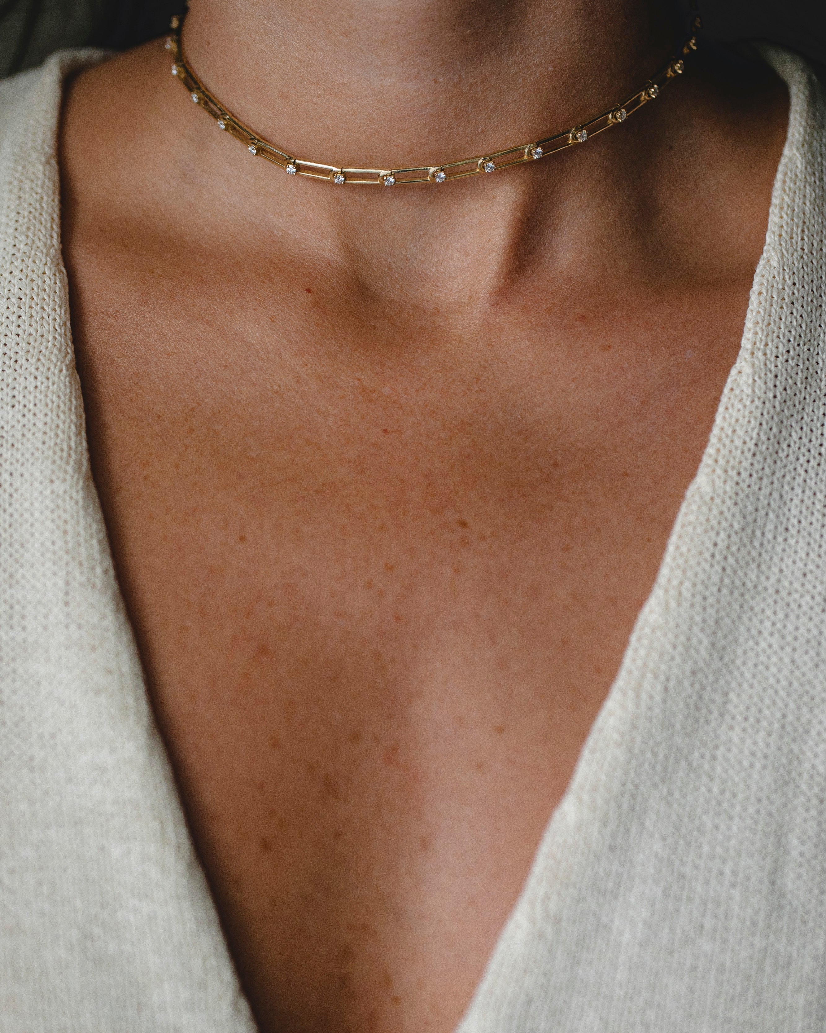 Choker Necklace 07 White Diamonds